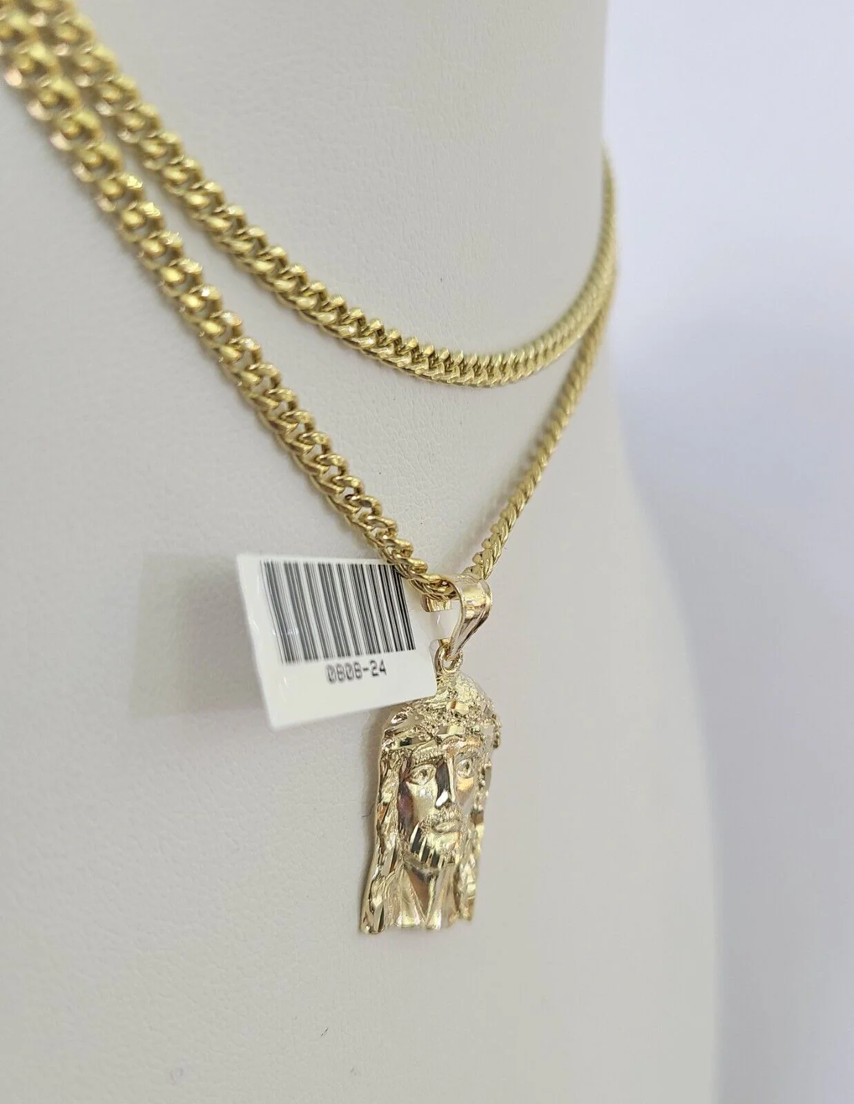 10K Gold Miami Cuban Chain Jesus Head Charm 18"-30" 3mm REAL Pendant - Image 6
