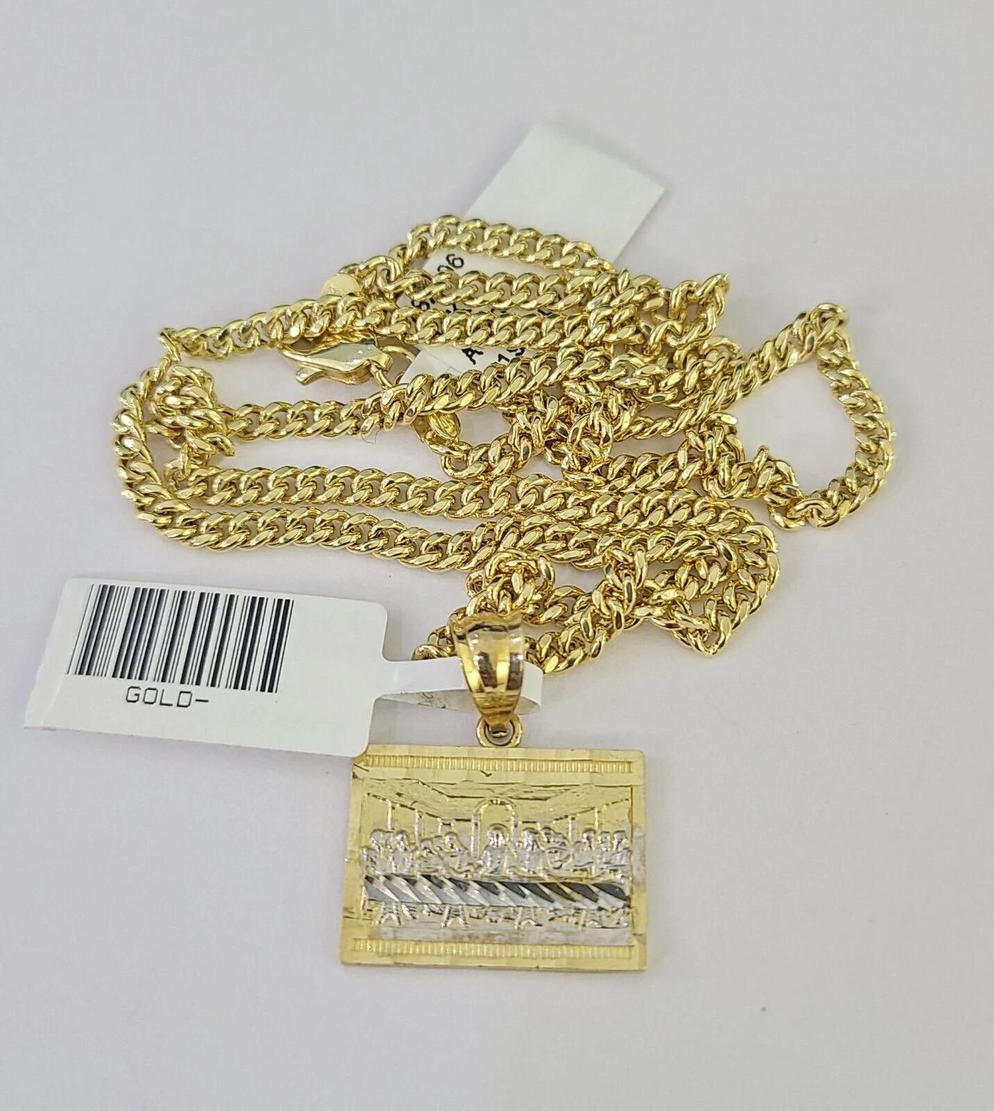 10K Gold Miami Cuban Chain Last Supper Charm 18"-28" 3mm REAL Pendant Necklace - Image 4