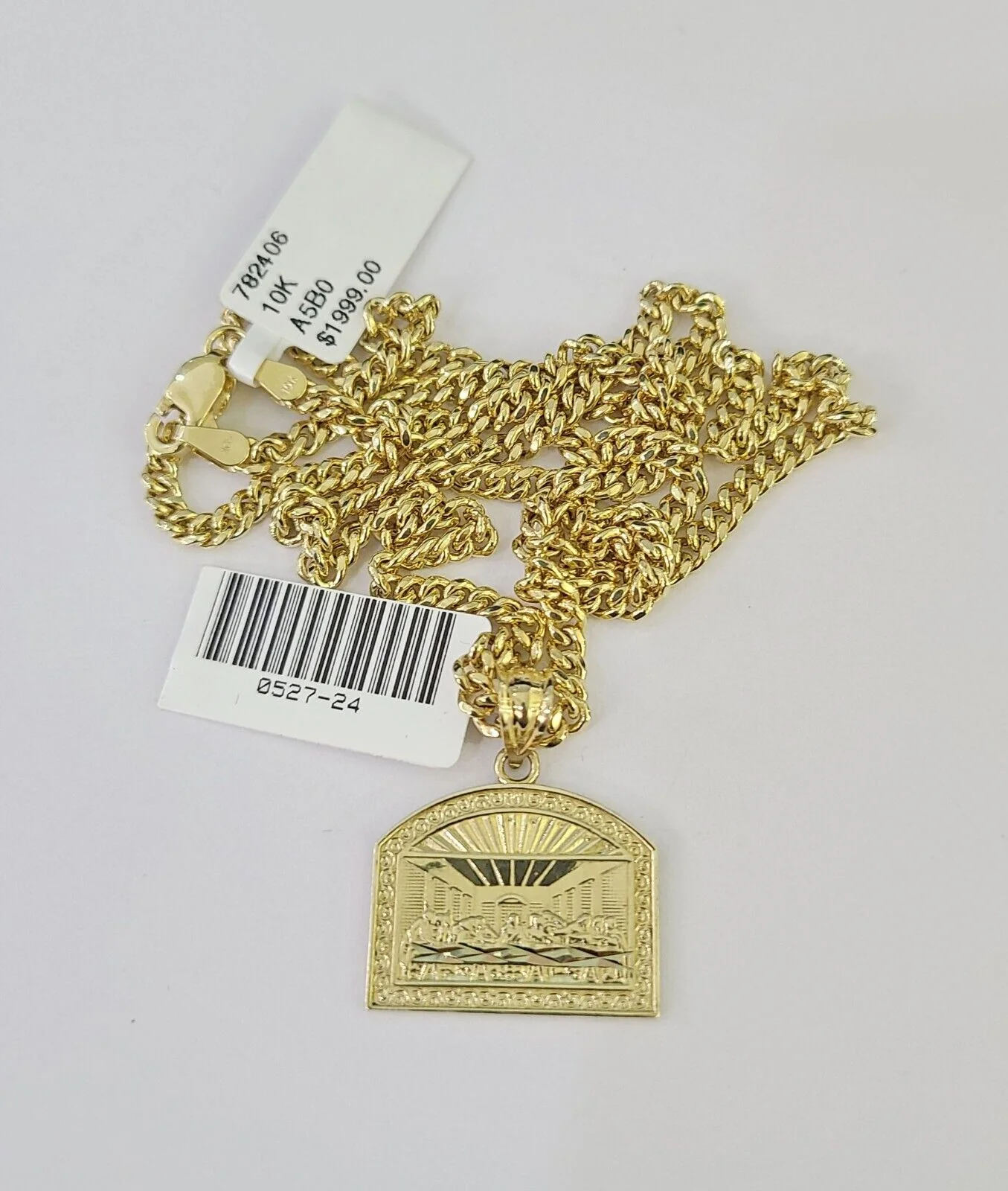 10K Gold Miami Cuban Chain Last Supper Charm 18"-28" 3mm REAL Pendant Necklace - Image 5