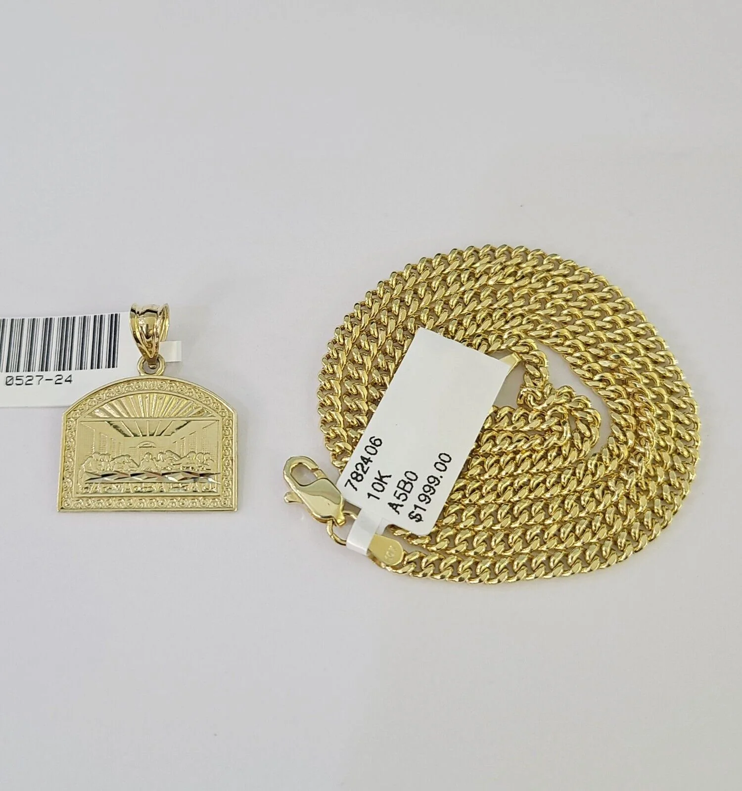 10K Gold Miami Cuban Chain Last Supper Charm 18"-28" 3mm REAL Pendant Necklace - Image 6