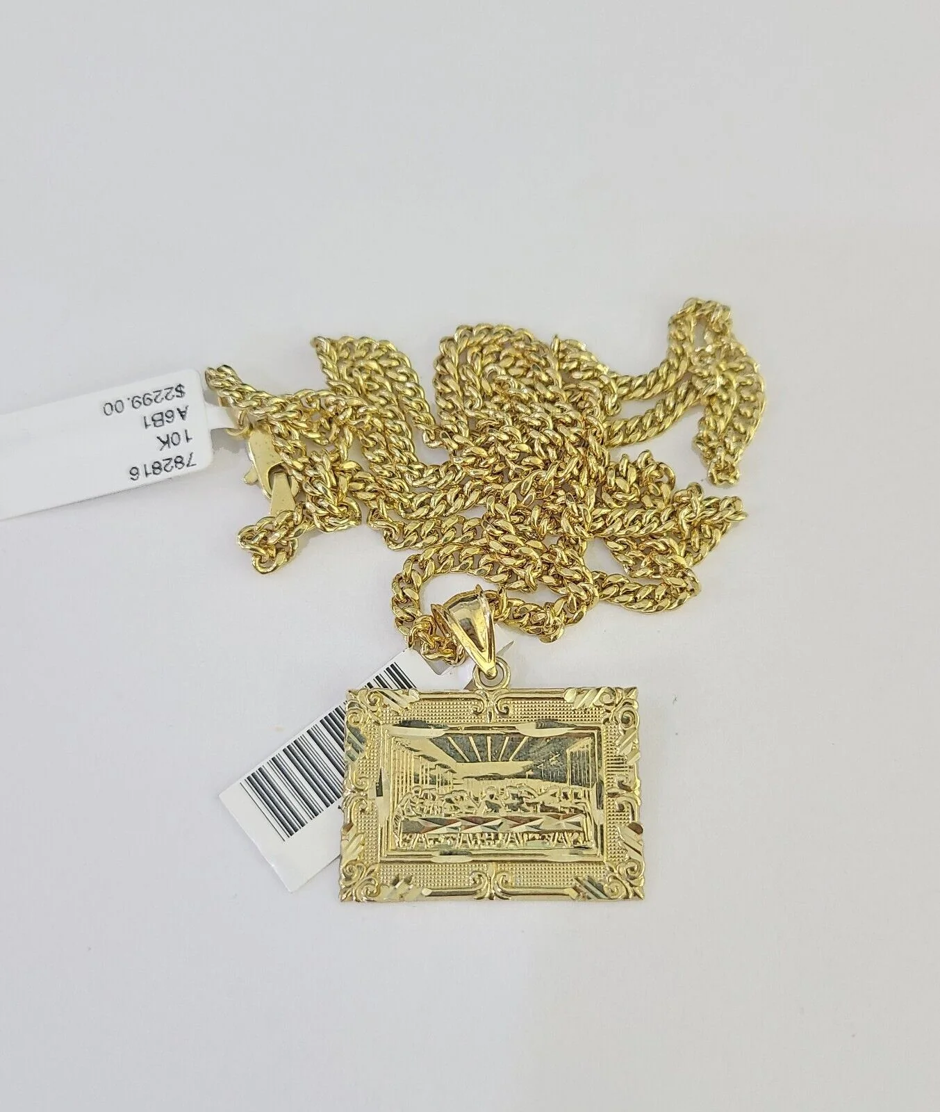 10K Gold Miami Cuban Chain Last Supper Charm 18"-30" 3mm REAL Pendant - Image 5