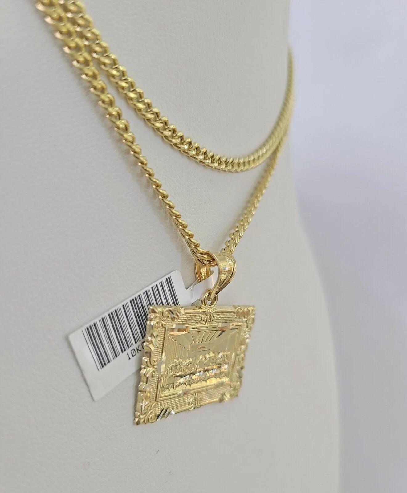 10K Gold Miami Cuban Chain Last Supper Charm 18"-30" 3mm REAL Pendant - Image 6