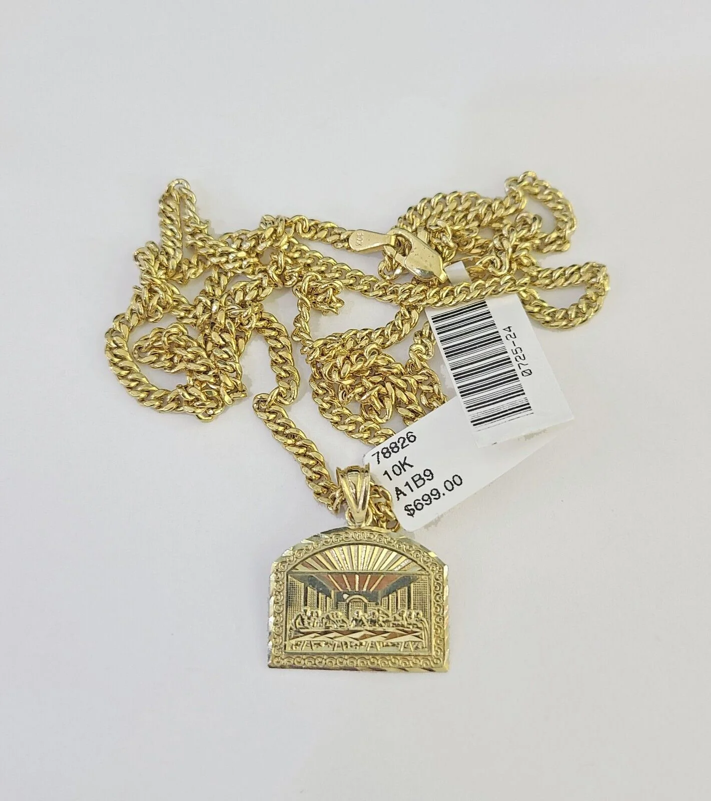 10K Gold Miami Cuban Chain Last Supper Charm 18"-30" 3mm REAL Pendant - Image 5