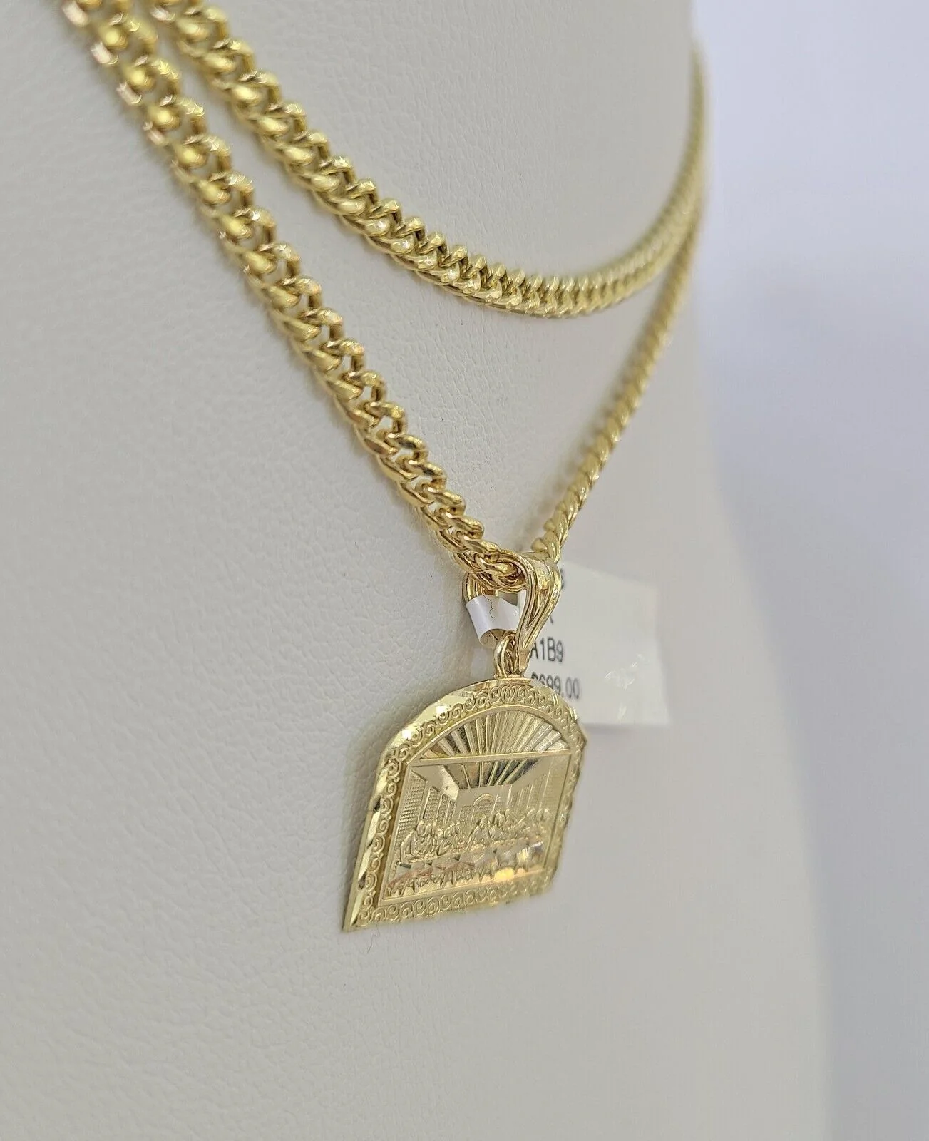 10K Gold Miami Cuban Chain Last Supper Charm 18"-30" 3mm REAL Pendant - Image 6