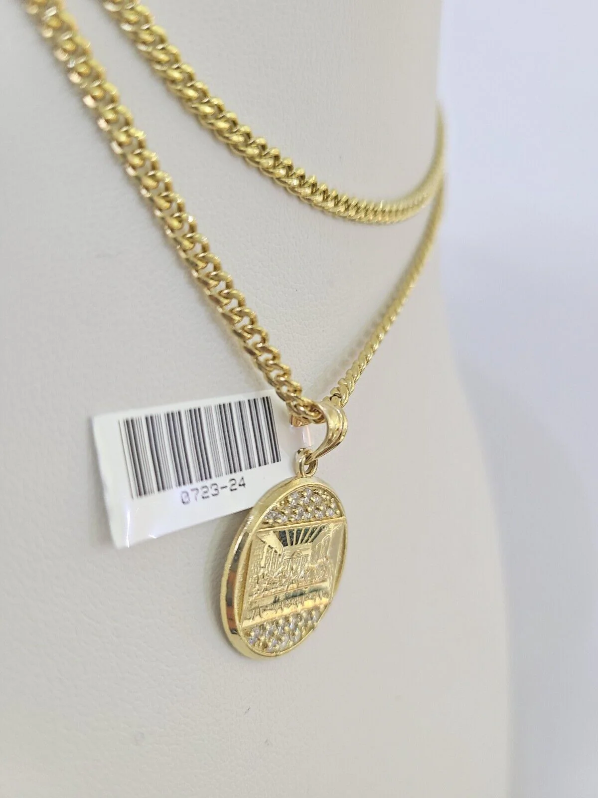 10K Gold Miami Cuban Chain Last Supper Charm 18"-30" 3mm REAL Pendant Necklace - Image 2