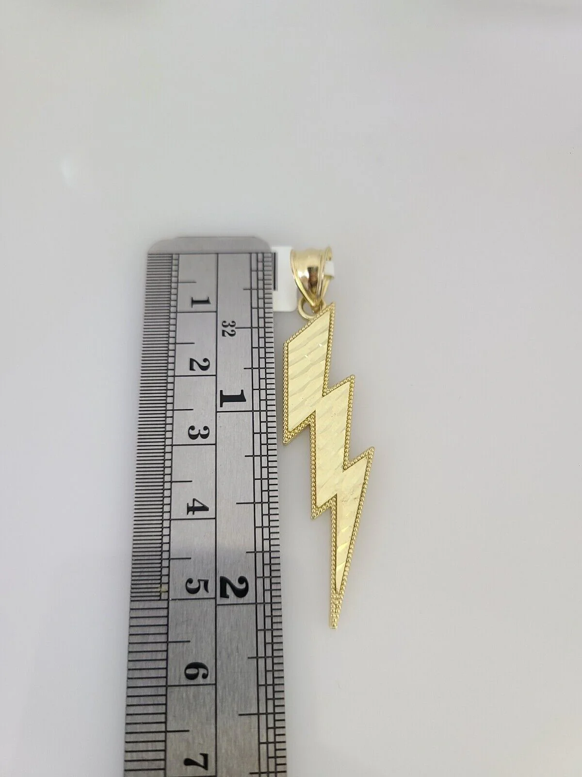 10k Gold Miami Cuban Chain Lightning Charm Pendant 3mm 18-28in Necklace Set - Image 6