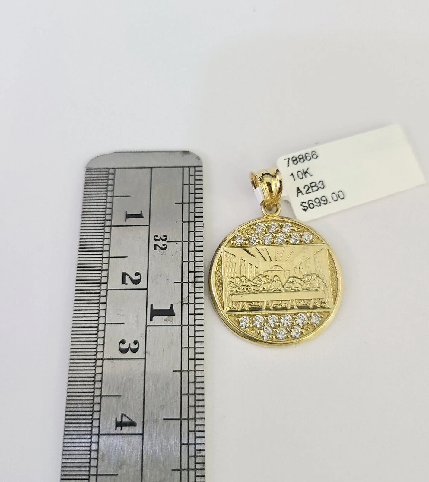 10K Gold Miami Cuban Chain Last Supper Charm 18"-28" 3mm Pendant Necklace SET - Image 2
