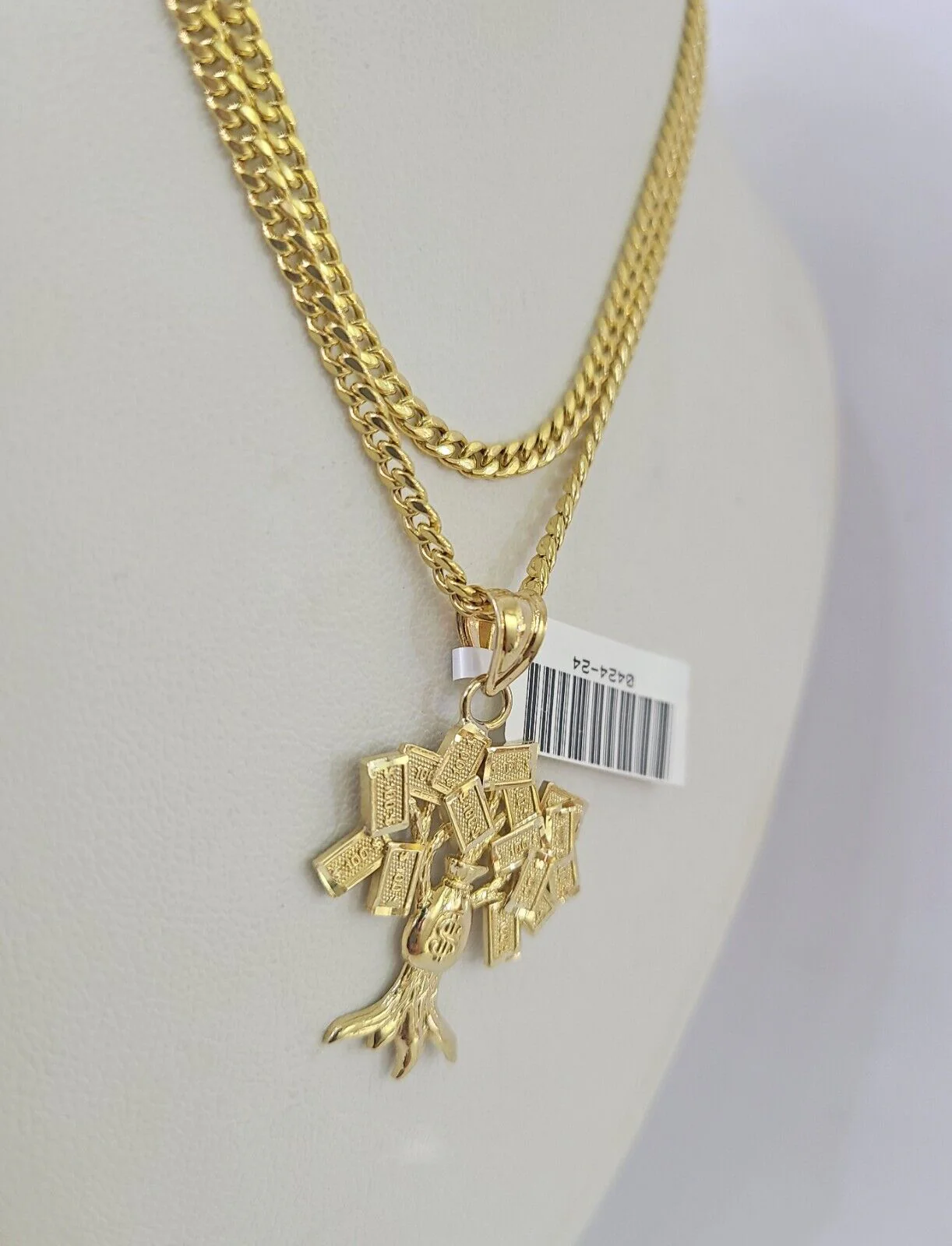 10K Gold Miami Cuban Chain Money Tree Charm 20"-30" 3mm REAL Pendant Necklace - Image 6