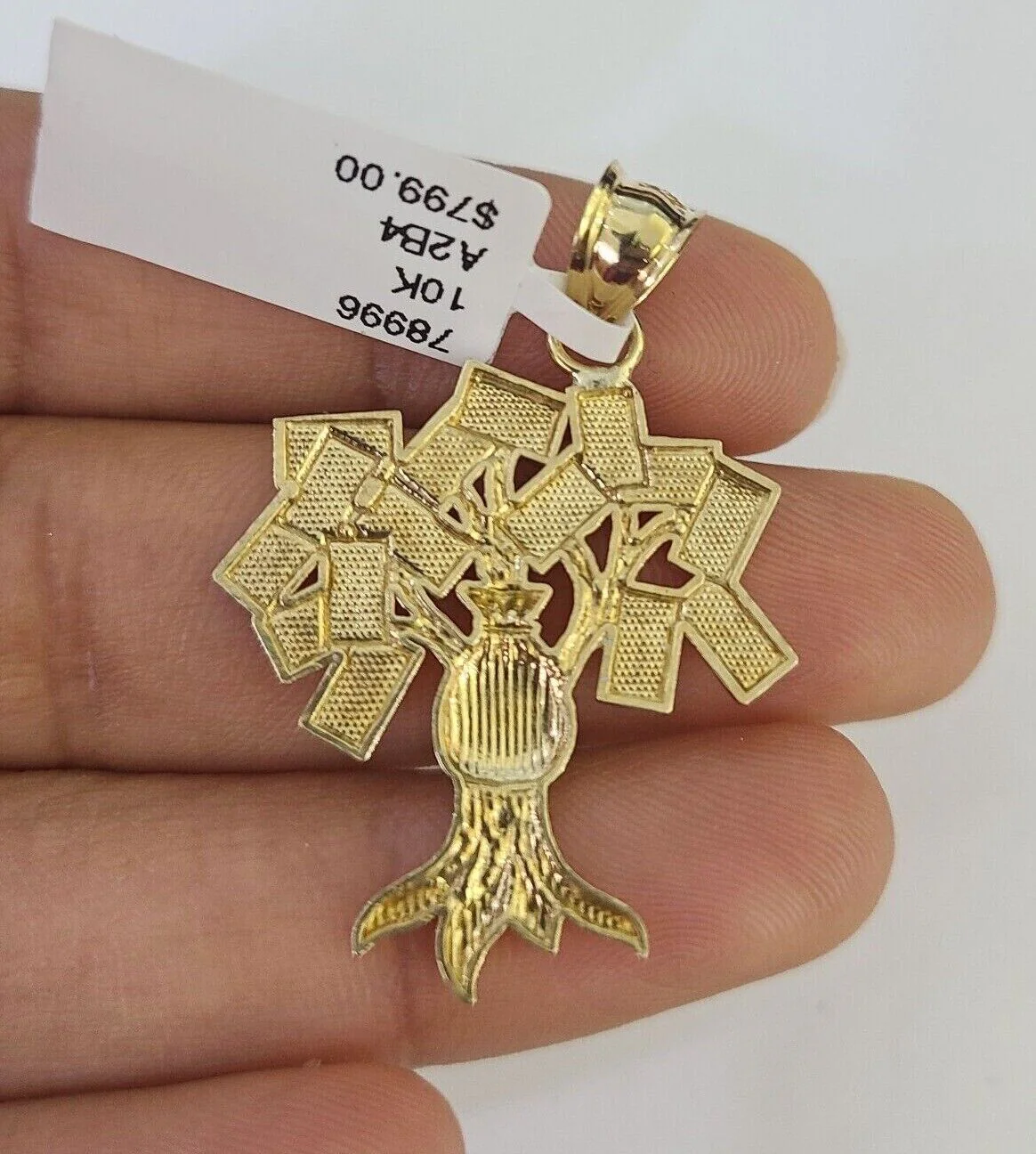 10K Gold Miami Cuban Chain Money Tree Charm 20"-30" 3mm REAL Pendant Necklace - Image 7