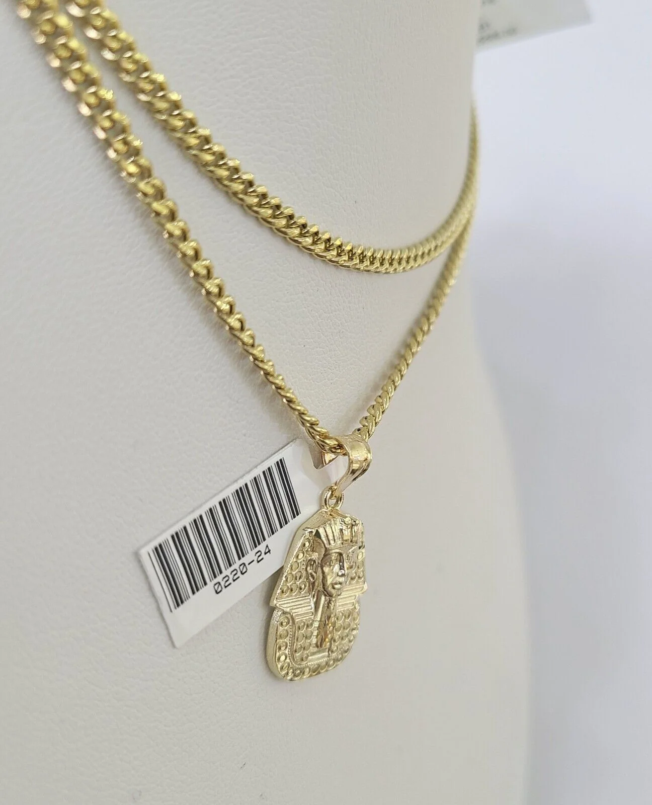 10K Gold Miami Cuban Chain Pharaoh Charm 18"-30" 3mm REAL Pendant - Image 2