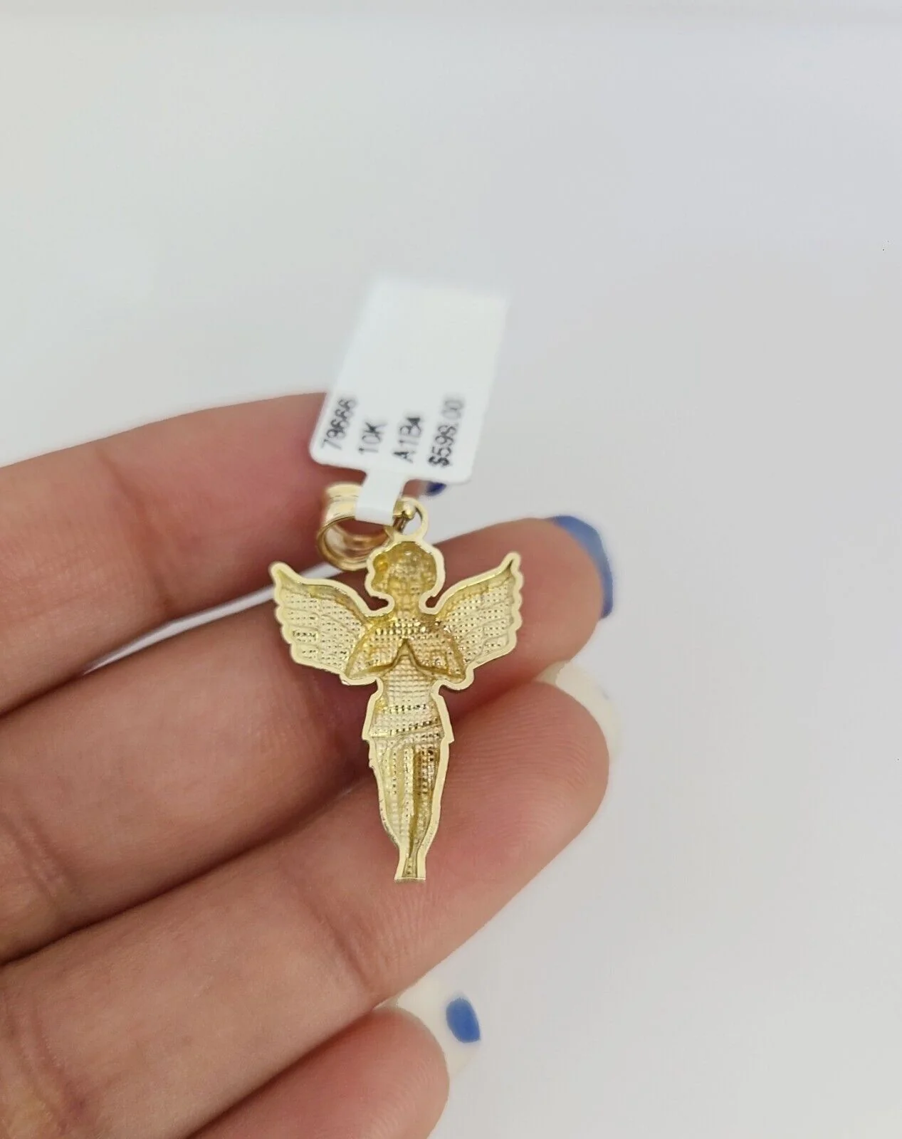 10k Gold Miami Cuban Chain Praying Angel Charm Pendant 3mm 18-28in Necklace Set - Image 6