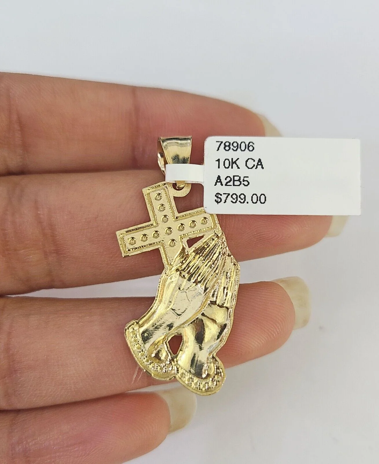 10K Gold Miami Cuban Chain Praying Hands Charm 18"-30" 3mm REAL Pendant - Image 7