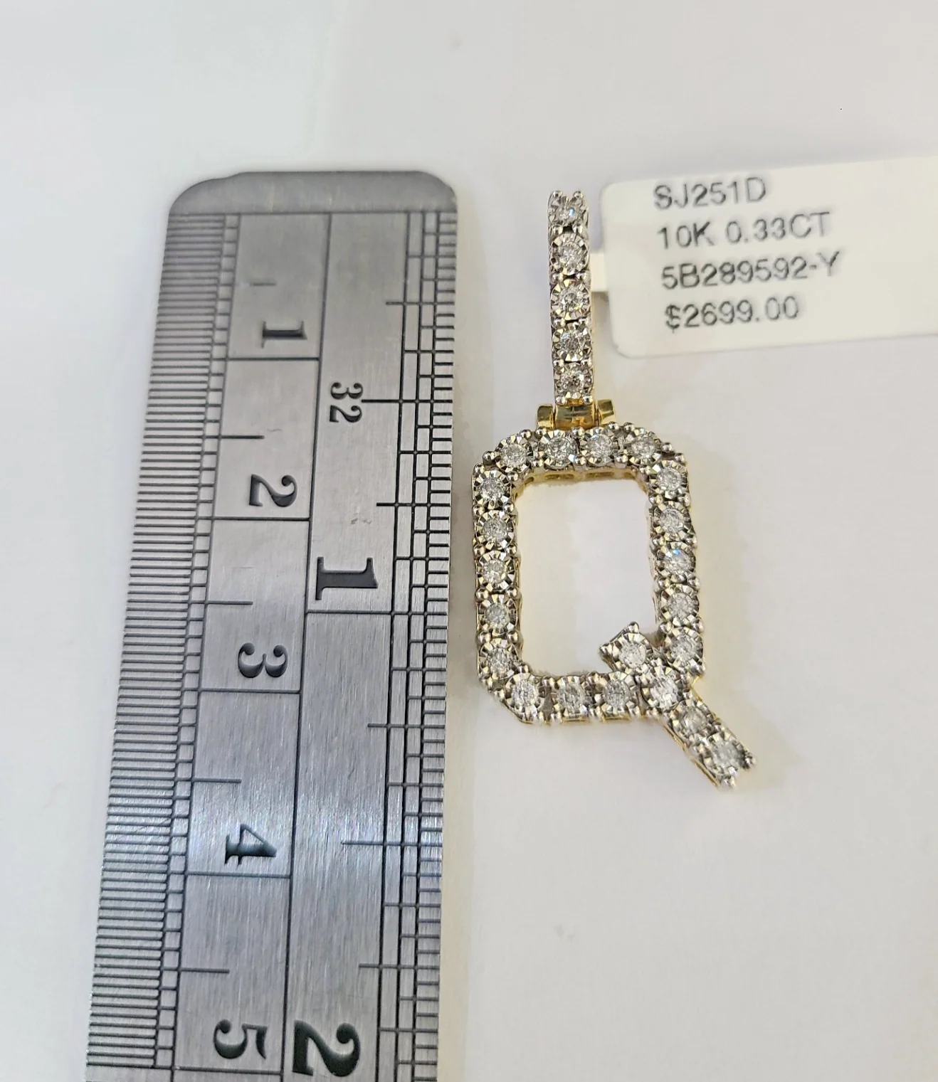 10K Gold Miami Cuban Chain Q Diamond Initial 18"-24" 2mm Pendant Necklace SET - Image 2
