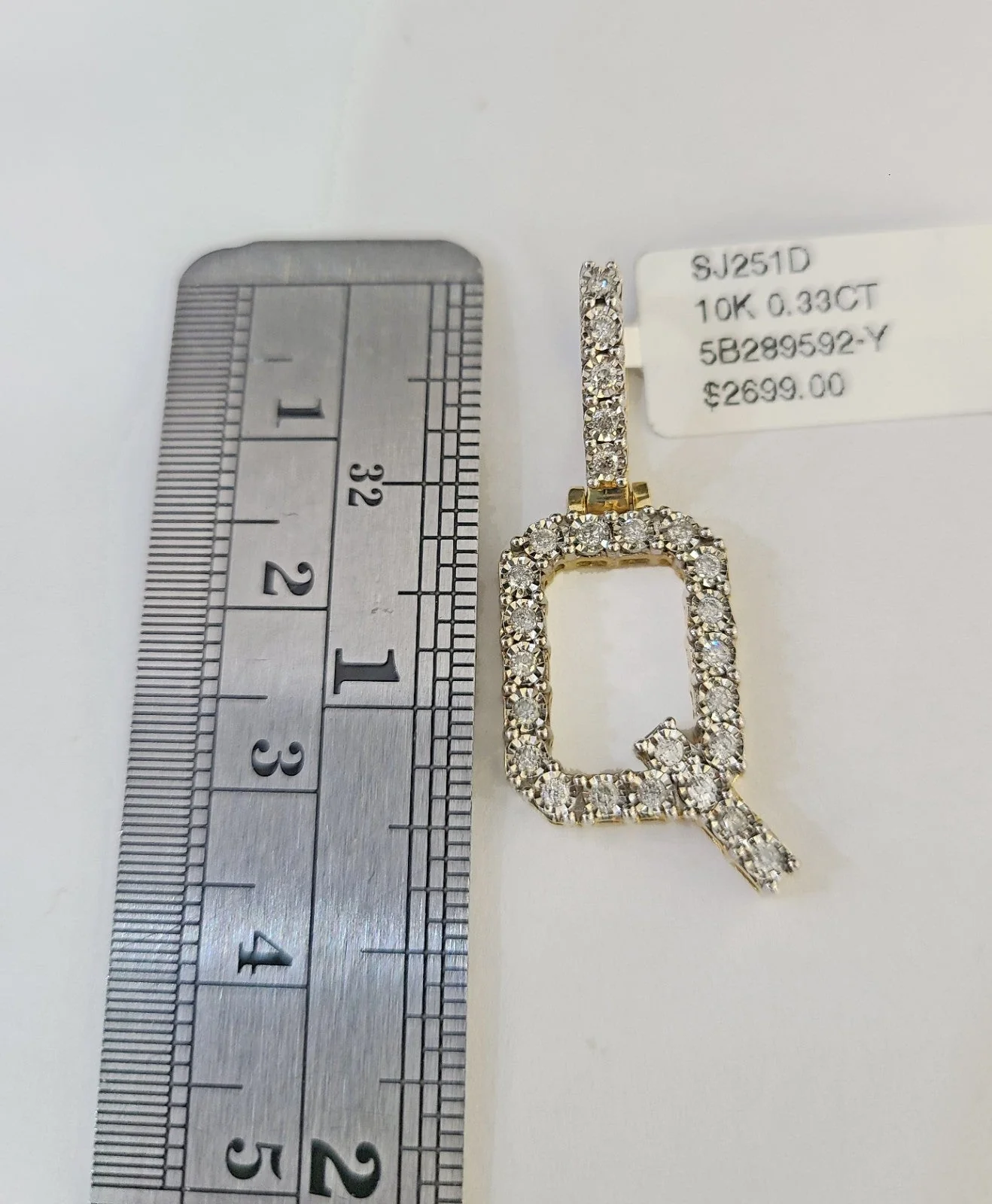 10K Gold Miami Cuban Chain Q Diamond Initial 20"-28" 3mm Pendant Necklace SET - Image 2