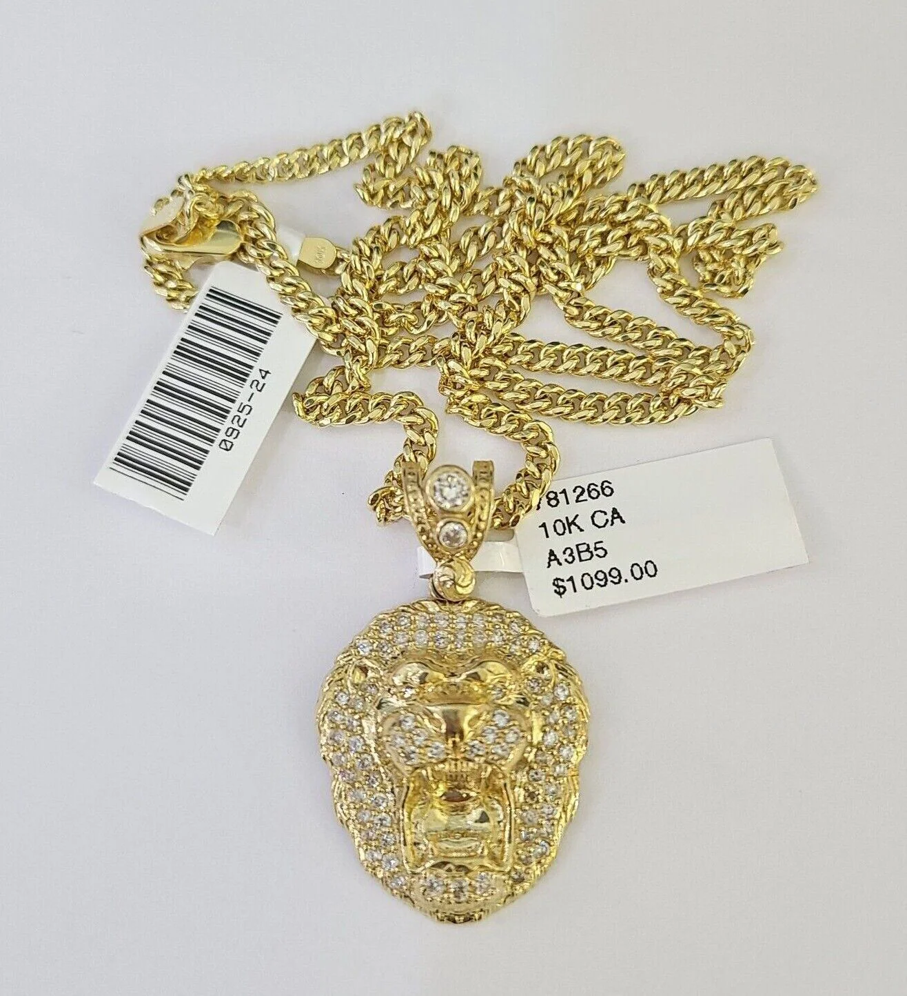 10K Gold Miami Cuban Chain Roaring Lion 18"-28" 3mm REAL Pendant Necklace SET - Image 5