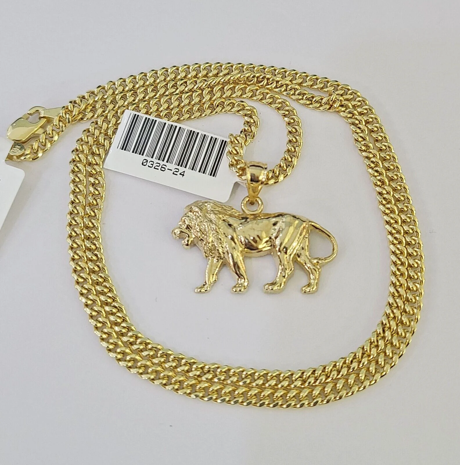 10K Gold Miami Cuban Chain Roaring Lion 18"-28" 3mm REAL Pendant Necklace SET - Image 3