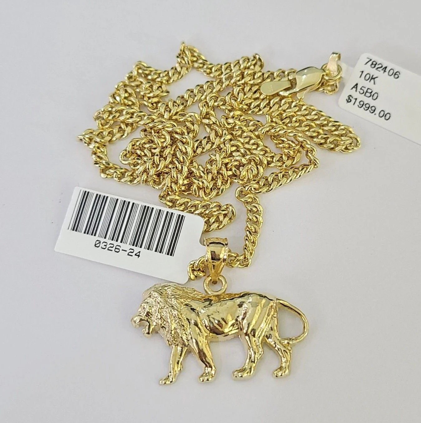 10K Gold Miami Cuban Chain Roaring Lion 18"-28" 3mm REAL Pendant Necklace SET - Image 5
