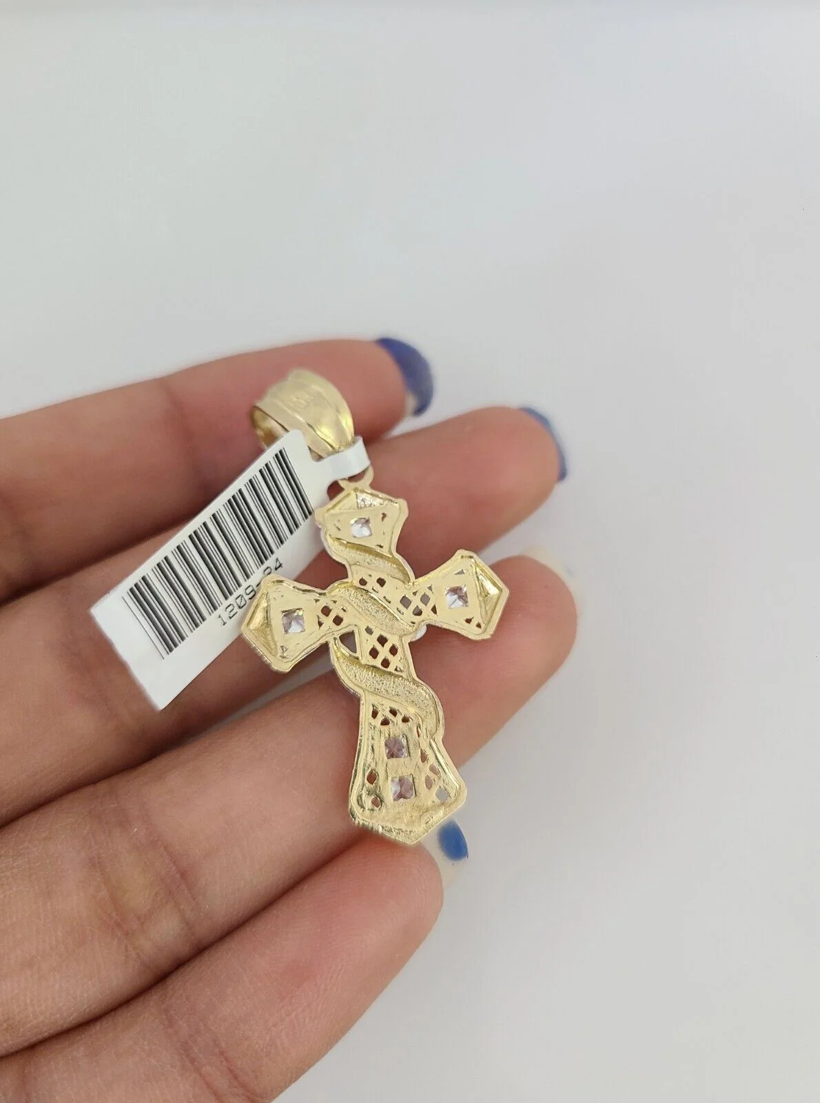 10k Gold Miami Cuban Chain Spiral Cross Charm Pendant 3mm 18-28in Necklace Set - Image 6
