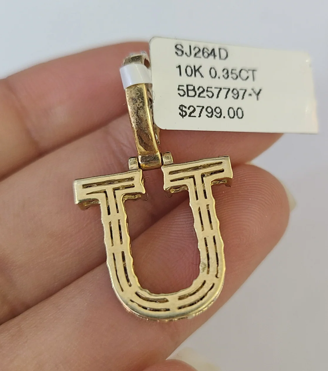 10K Gold Miami Cuban Chain Y Diamond Initial 18"-24" 2mm Pendant Necklace SET - Image 7