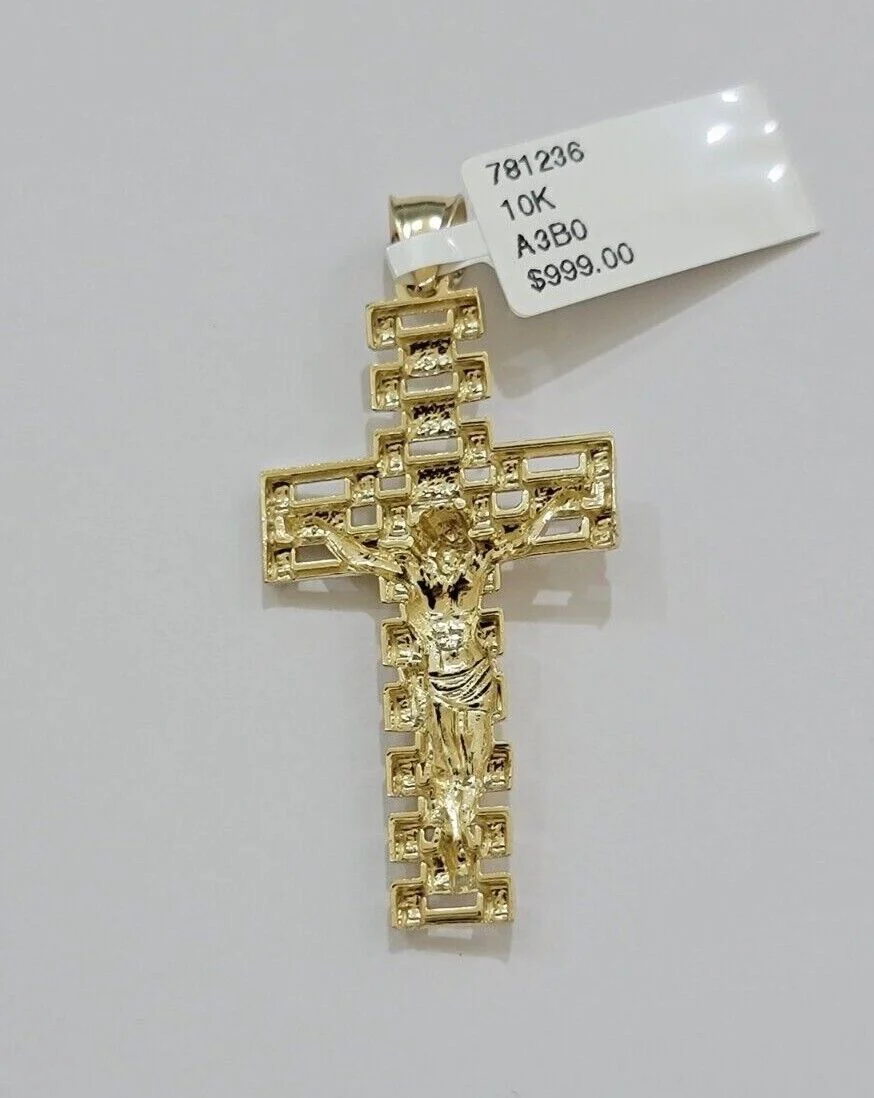 10k Gold Milano Rope Chain Jesus Cross Charm Pendant Set 18-24'' Inches Necklace - Image 11