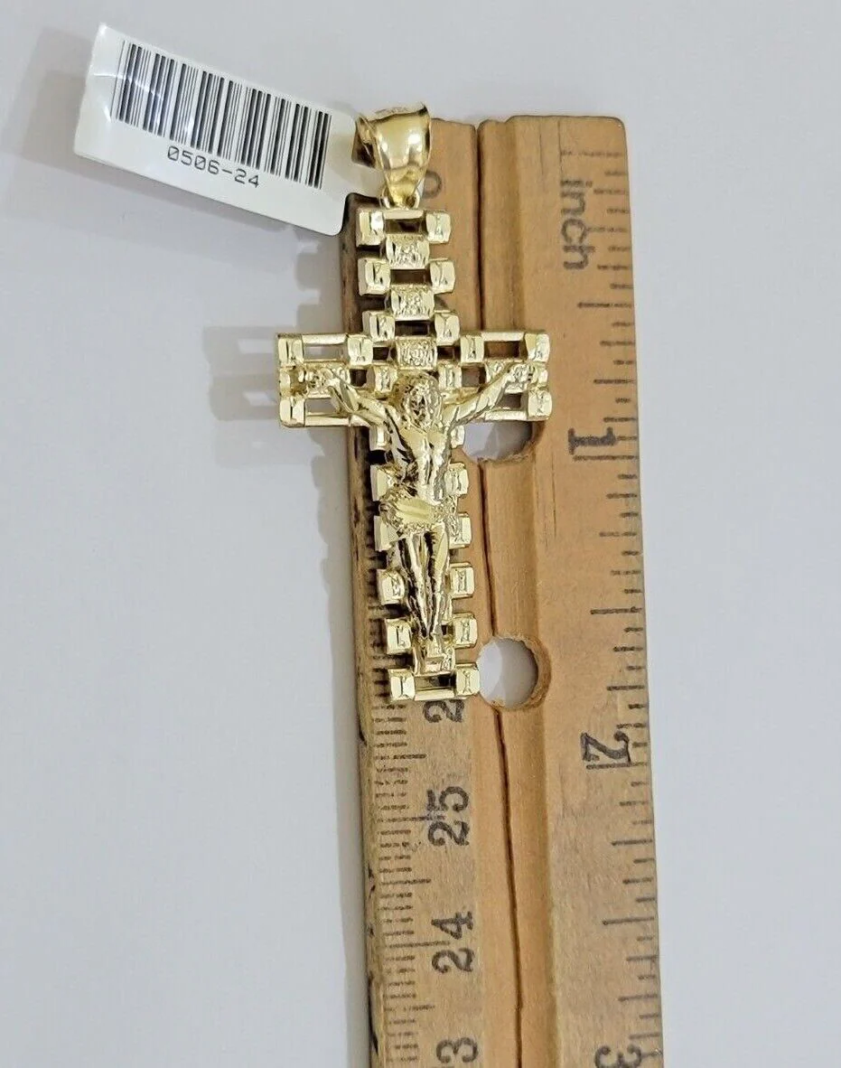 10k Gold Milano Rope Chain Jesus Cross Charm Pendant Set 18-24'' Inches Necklace - Image 8