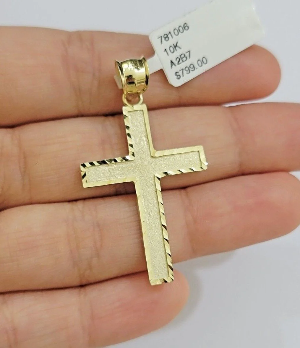 10k Gold Milano Rope Chain Plain Cross Charm Pendant Set 18-24'' Inches Necklace - Image 10