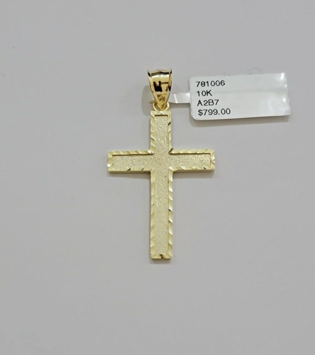 10k Gold Milano Rope Chain Plain Cross Charm Pendant Set 18-24'' Inches Necklace - Image 2