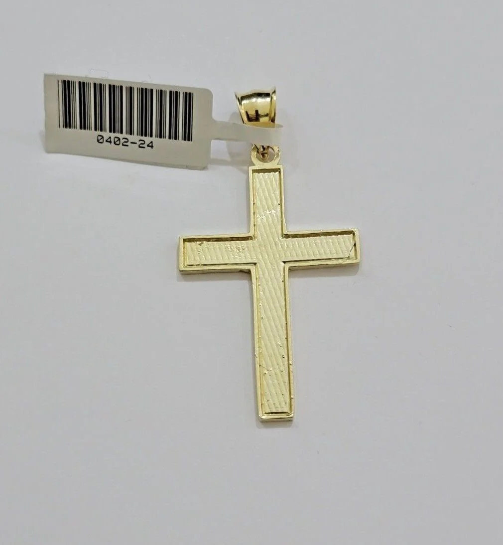 10k Gold Milano Rope Chain Plain Cross Charm Pendant Set 18-24'' Inches Necklace - Image 3