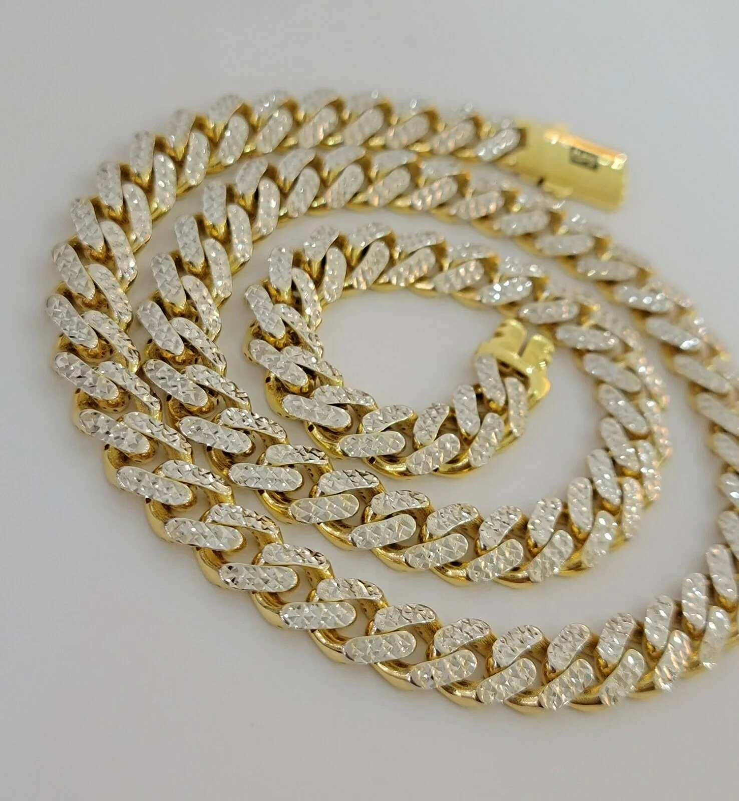 10k Gold Monaco Chain Necklace 10mm 22" Two-tone Diamond Cut REAL 10kt Gold SALE - Image 3