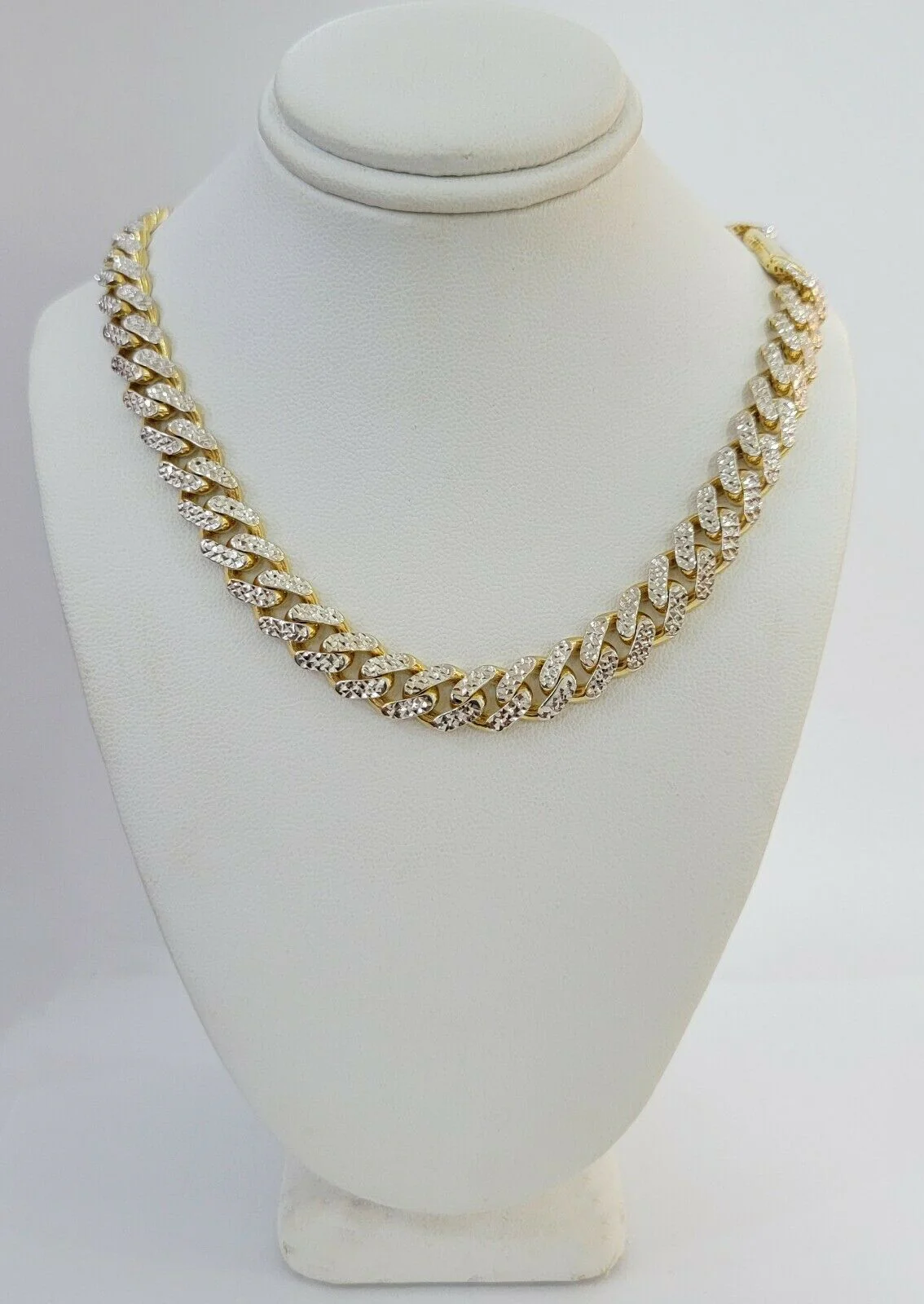 10k Gold Monaco Chain Necklace 9mm 24" Two-tone Diamond Cut REAL 10kt Gold SALE - Image 5