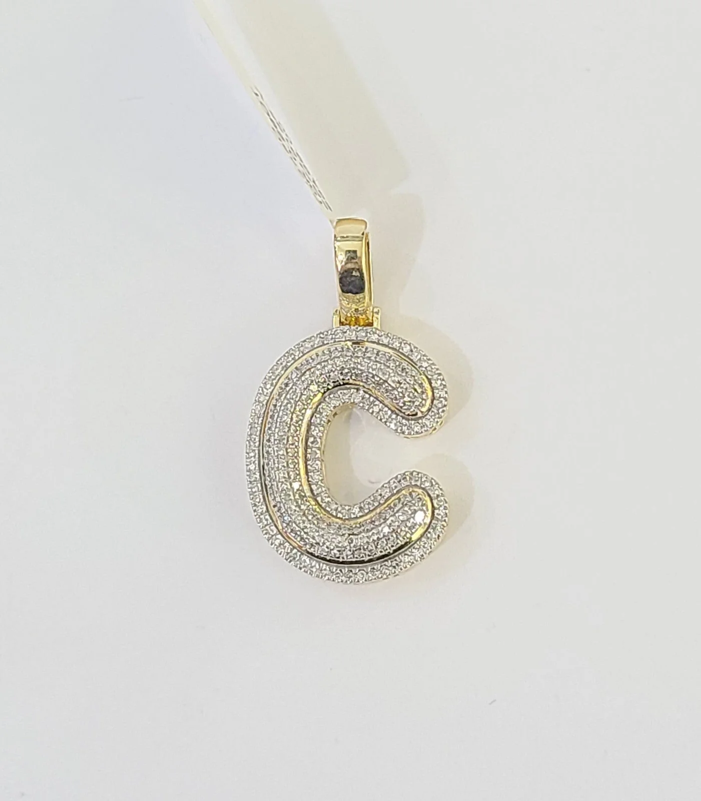 10k Gold Natural Diamond Letter C Initial Alphabet Charm Pendant - Image 6