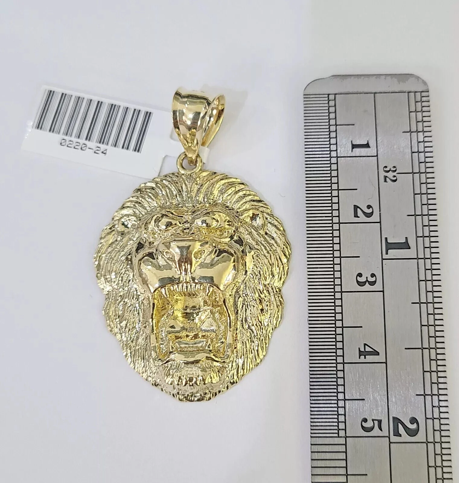 10k Gold Necklace & Lion charm Pendant REAL 10kt Men's Byzantine Chain Charm SET - Image 6