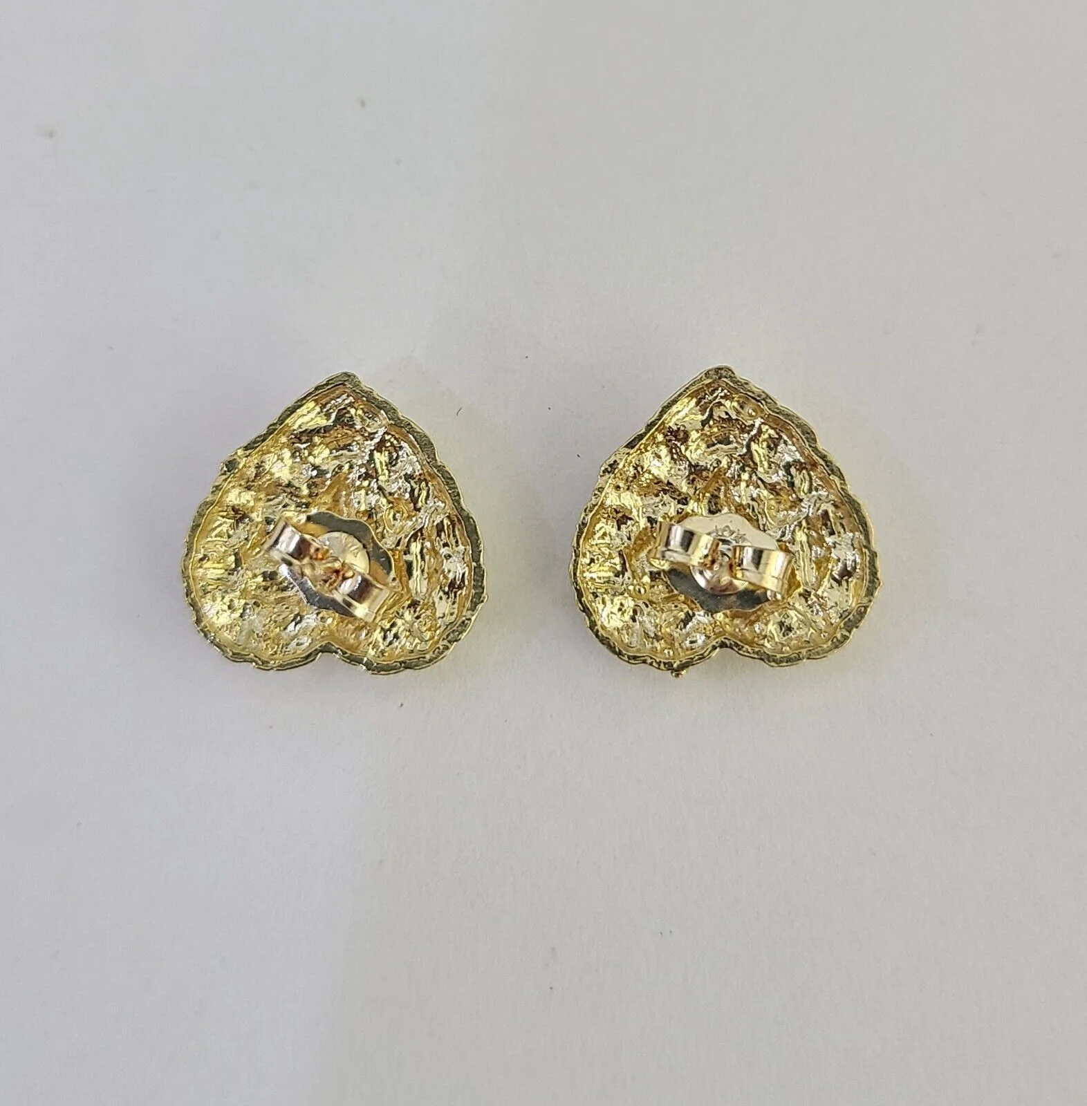 10k Gold Nugget Heart Earrings With Push Back Real 10kt Gold Studs Unisex - Image 4