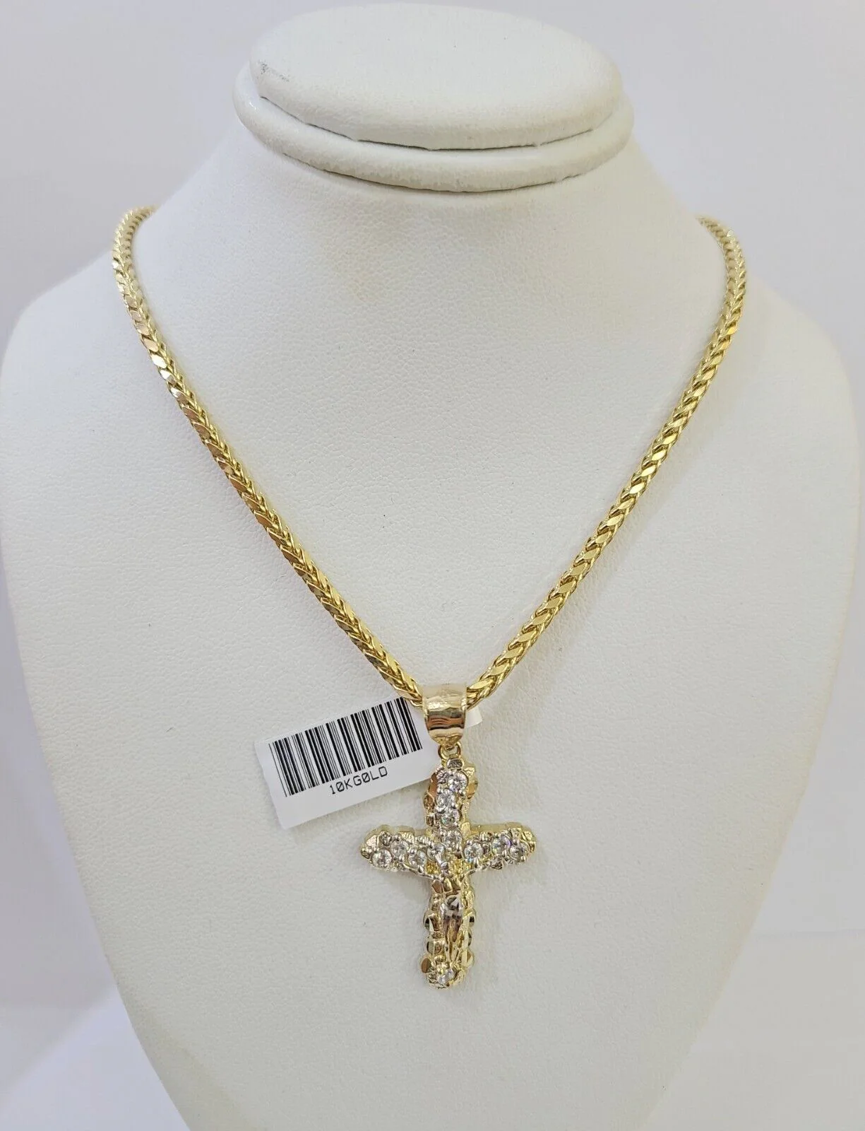 10K Gold Palm Chain 2.5mm Length 18" 20" 22" 24" 26" 28" 30" & Cross Charm - Image 2