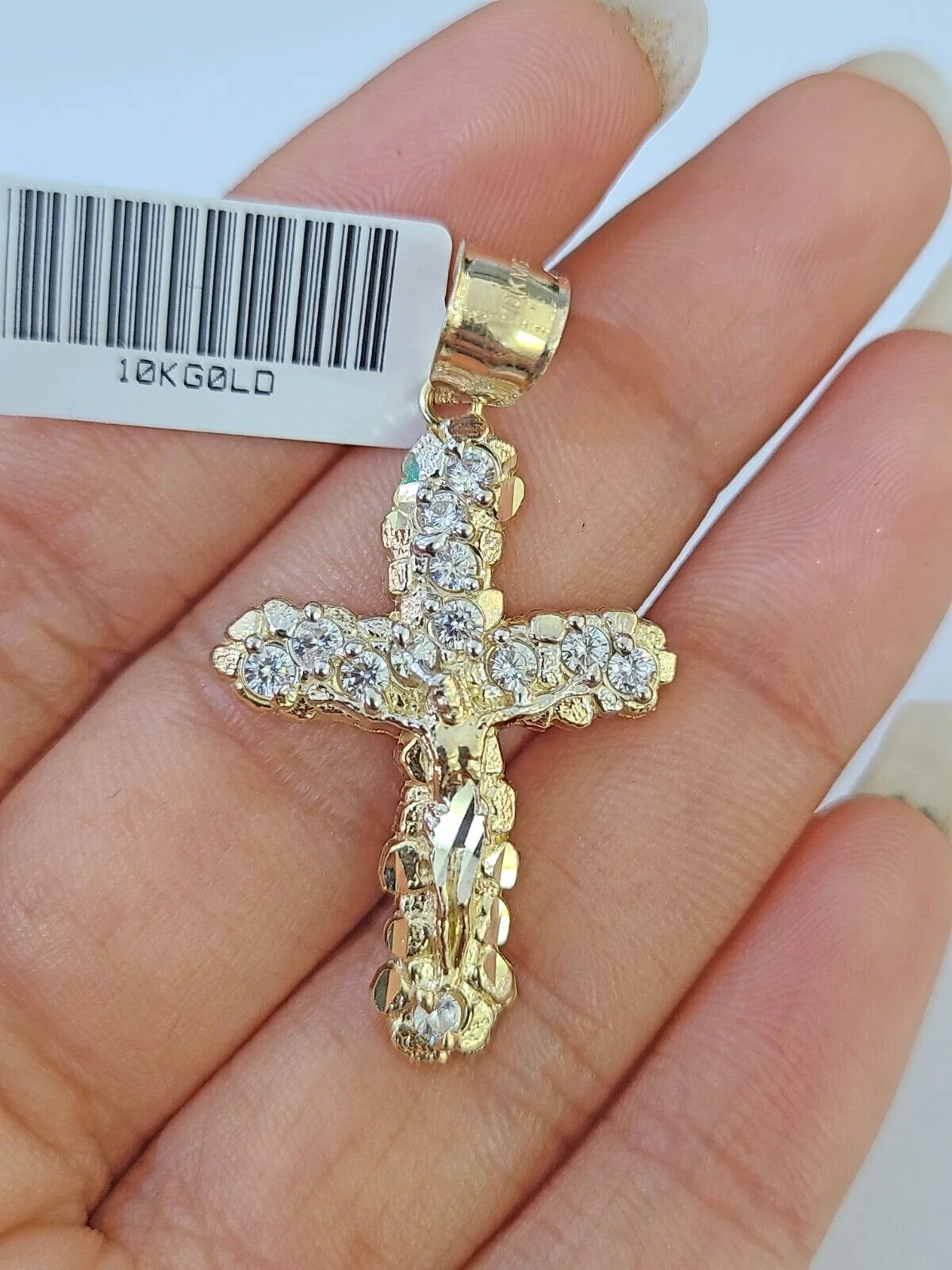 10K Gold Palm Chain 2.5mm Length 18" 20" 22" 24" 26" 28" 30" & Cross Charm - Image 3