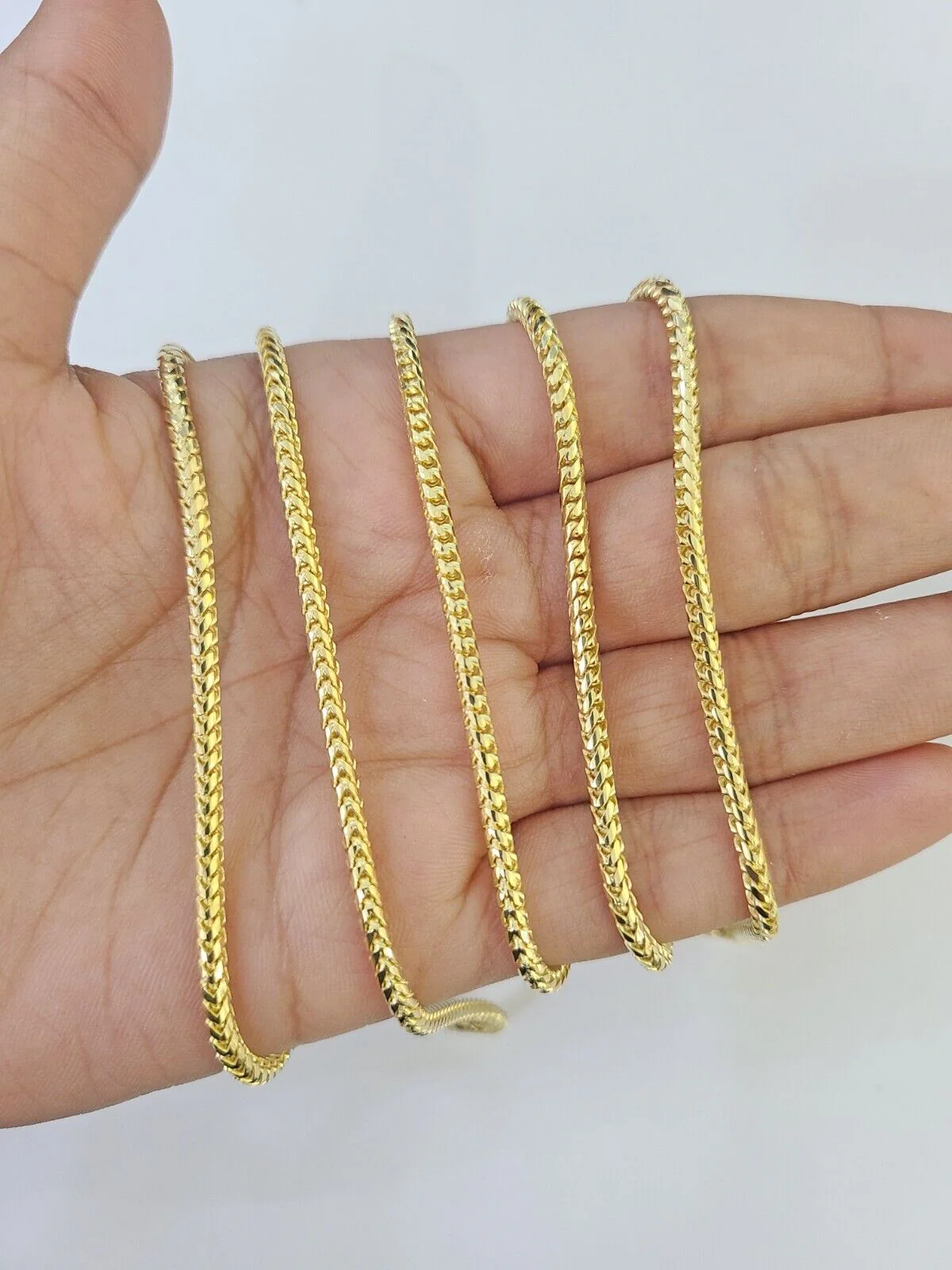 10K Gold Palm Chain Solid 2mm 18" 20" 22" 24" 26" Yellow Gold Real Men Women - Image 3