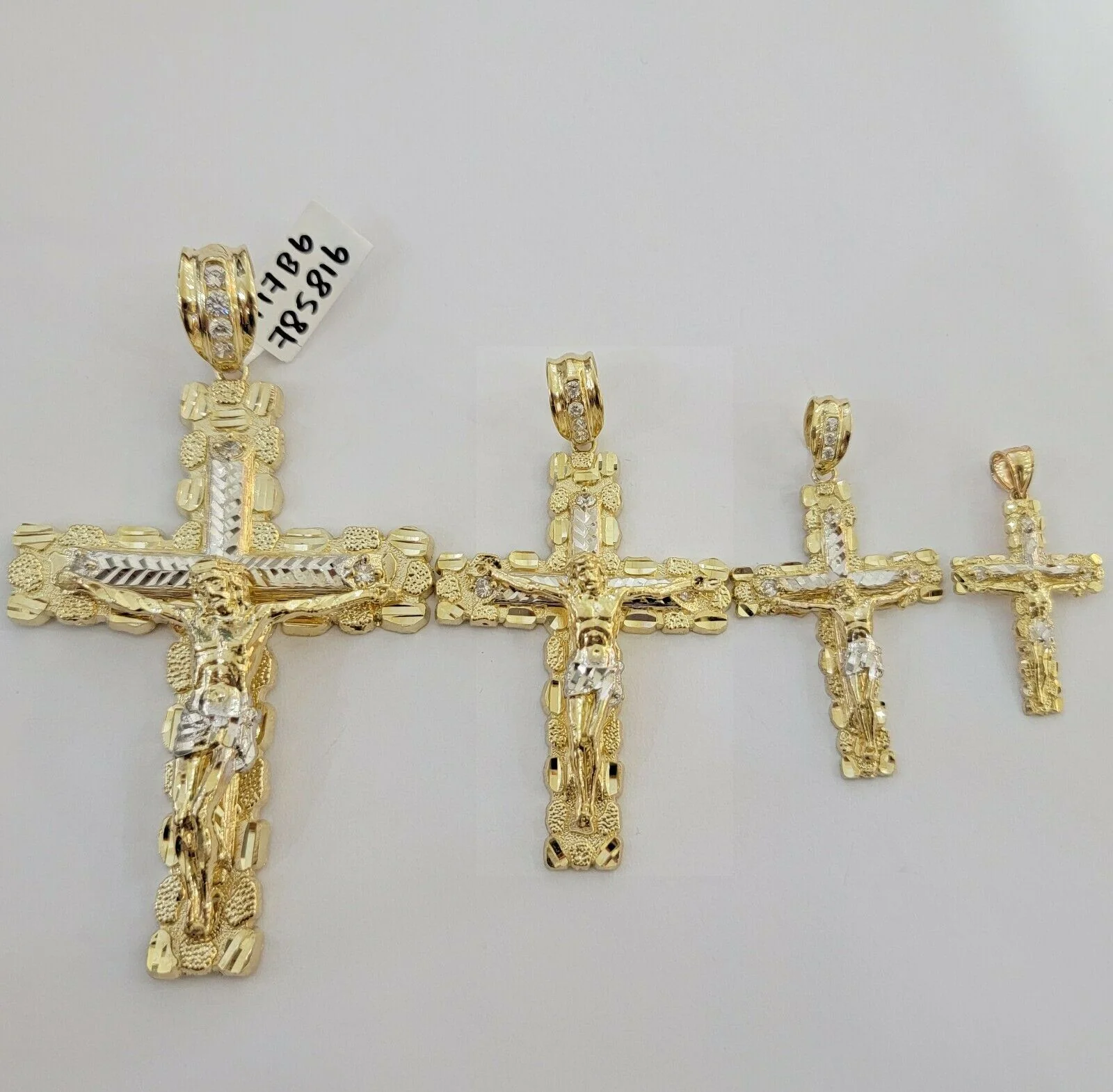 10k Gold Pendant charm Jesus cross crucifix 4" 3" 2" 1.5" Men women Real 10kt - Image 11
