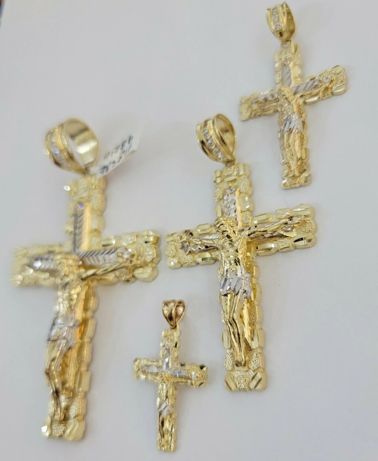 10k Gold Pendant charm Jesus cross crucifix 4" 3" 2" 1.5" Men women Real 10kt - Image 14