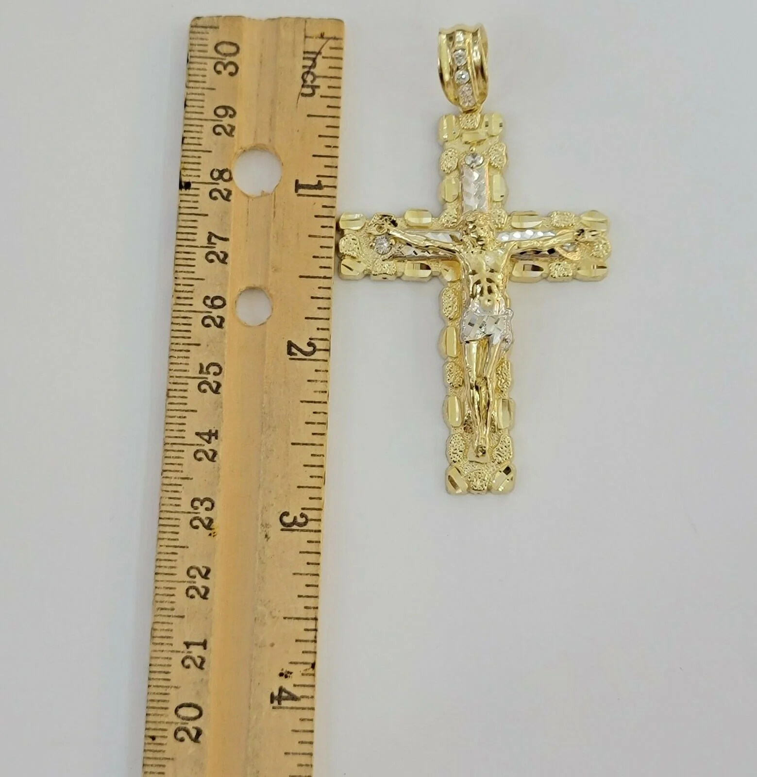 10k Gold Pendant charm Jesus cross crucifix 4" 3" 2" 1.5" Men women Real 10kt - Image 2