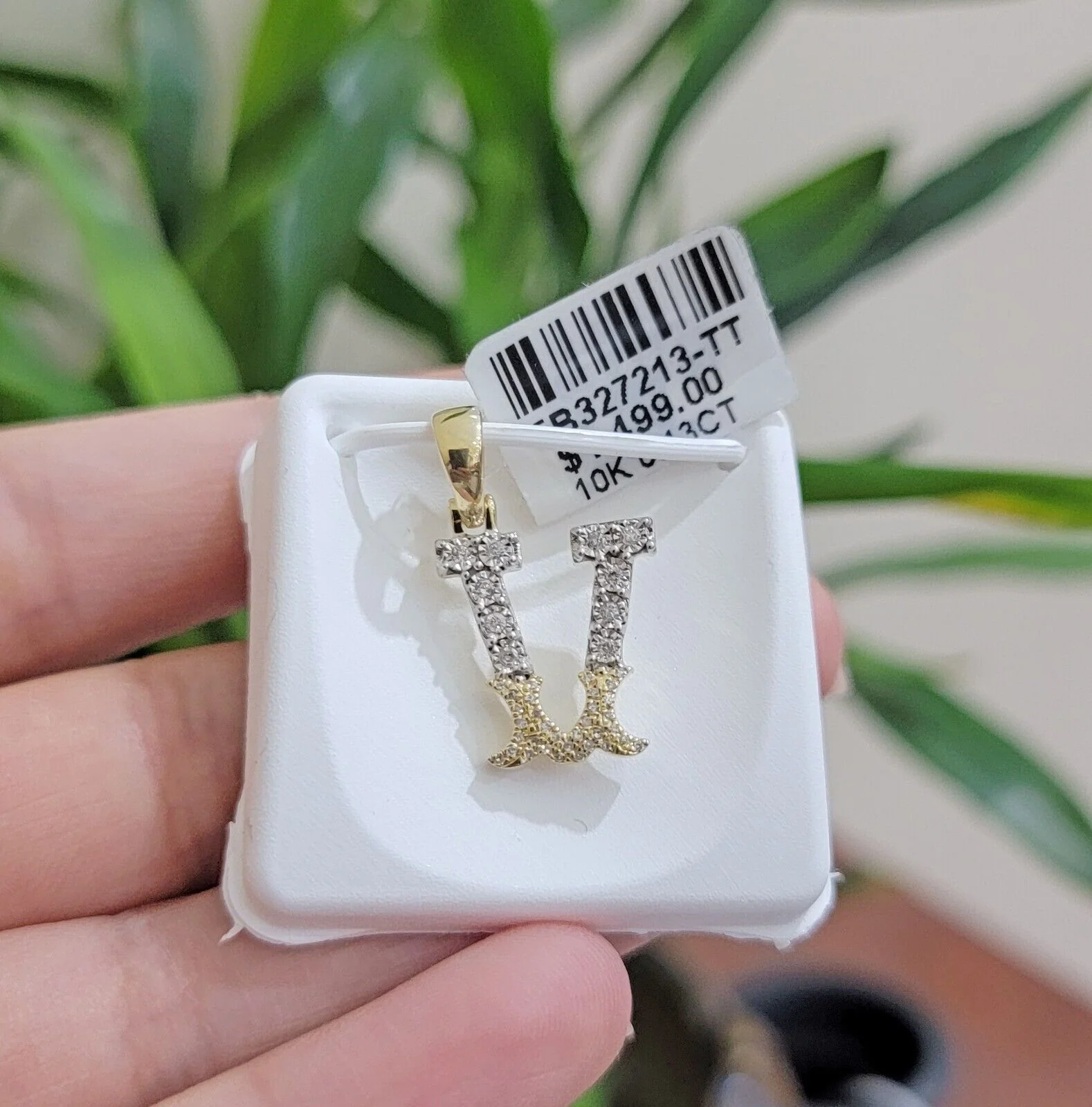 10k Gold Pendant Initial Charm Natural Diamond A-Z Alphabet 10K Yellow Gold REAL - Image 11