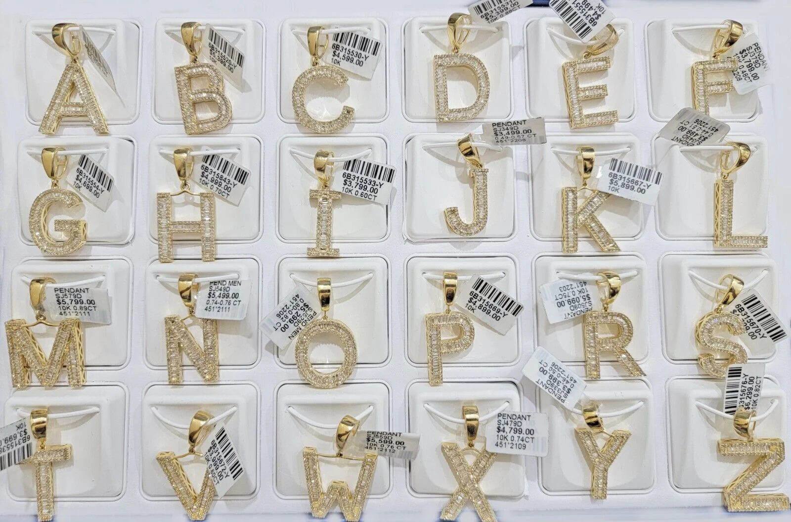10k Gold Pendant Initial Charm Natural Diamond A-Z Alphabet Baguette & Round Dia - Image 14