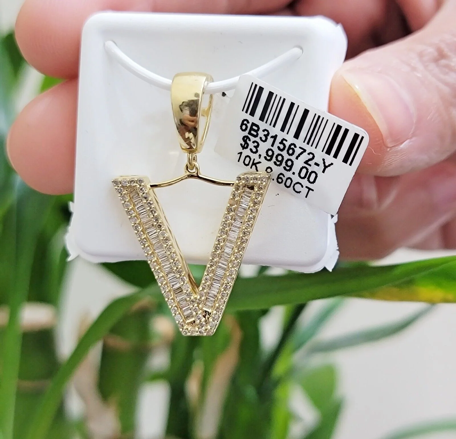 10k Gold Pendant Initial Charm Natural Diamond A-Z Alphabet Baguette & Round Dia - Image 15