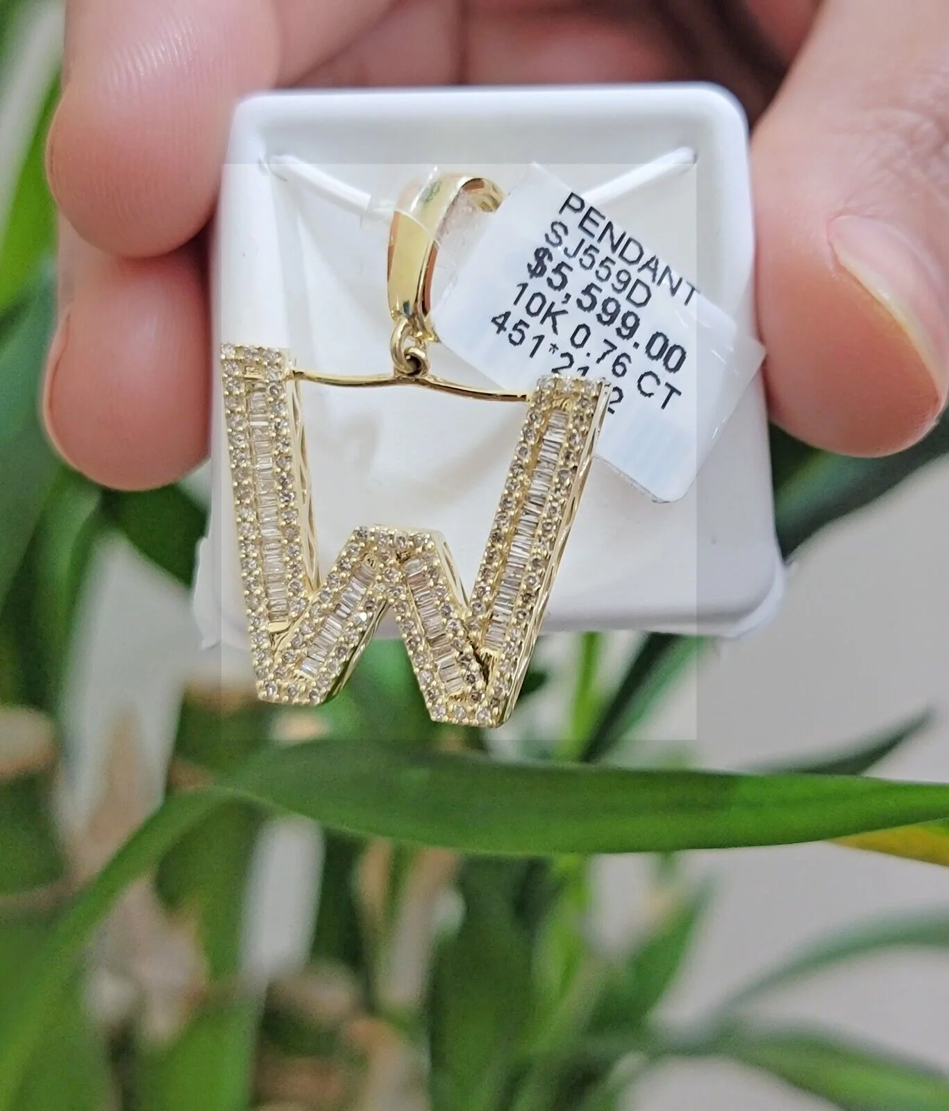 10k Gold Pendant Initial Charm Natural Diamond A-Z Alphabet Baguette & Round Dia - Image 16