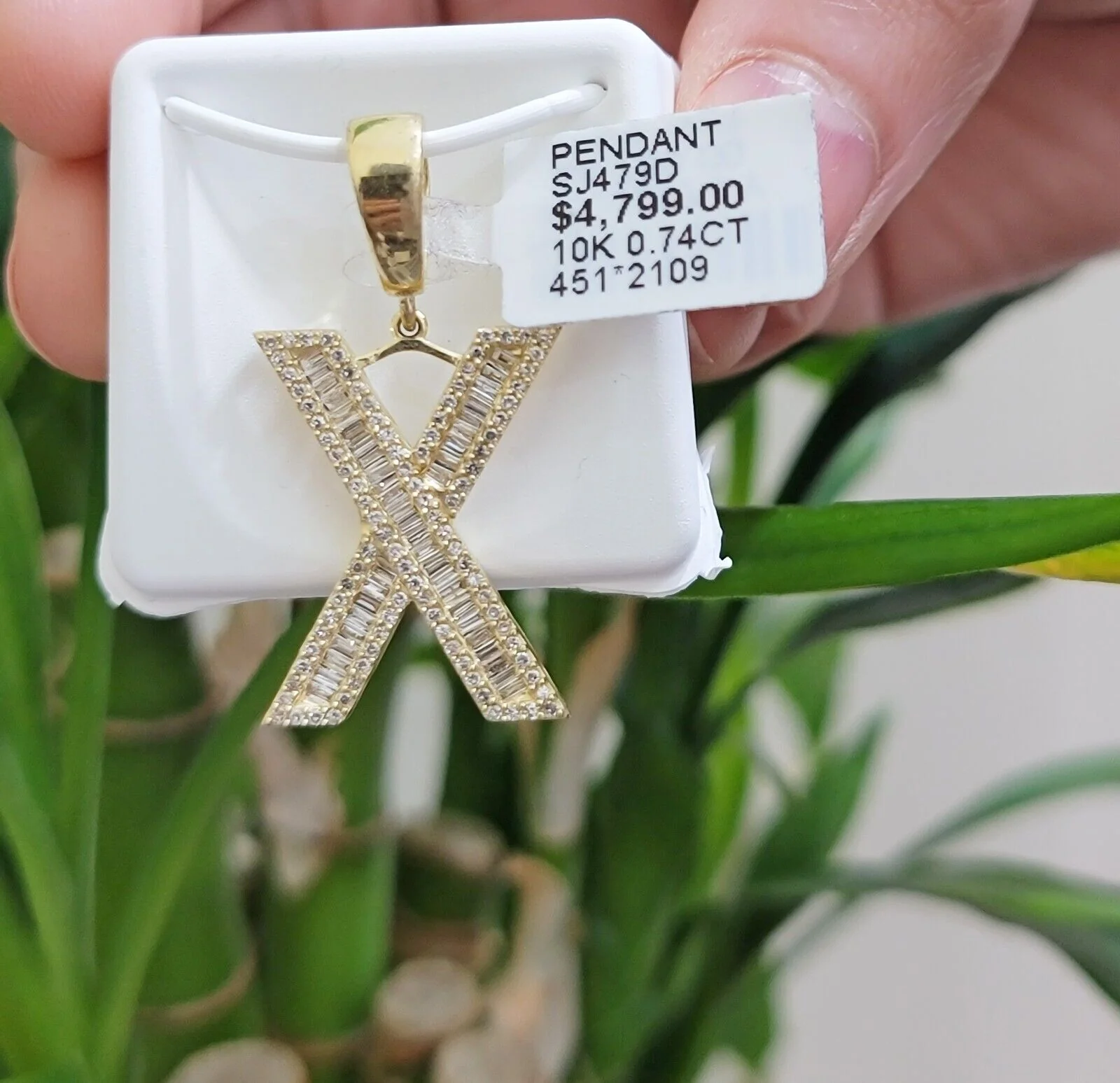 10k Gold Pendant Initial Charm Natural Diamond A-Z Alphabet Baguette & Round Dia - Image 17