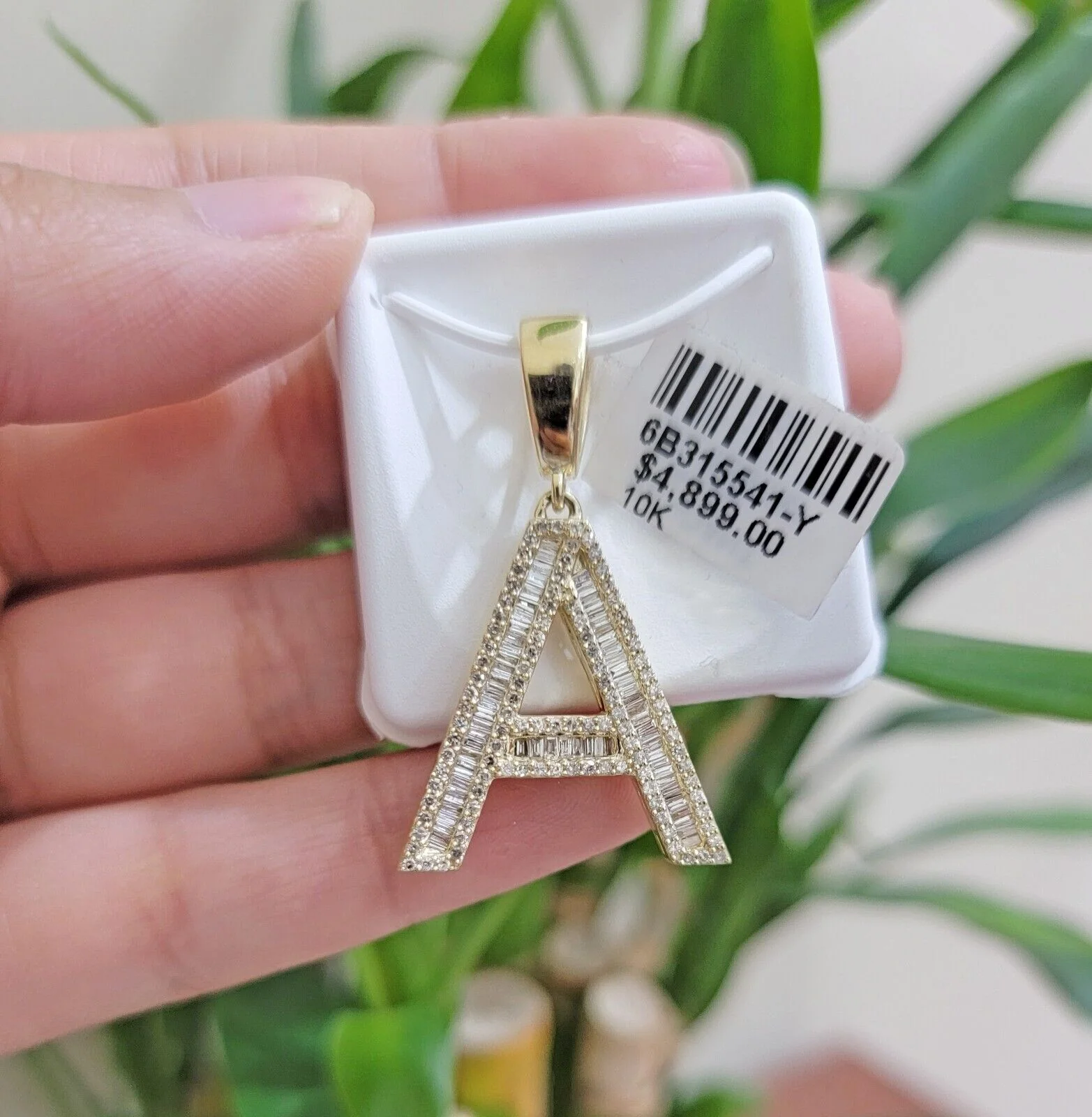 10k Gold Pendant Initial Charm Natural Diamond A-Z Alphabet Baguette & Round Dia - Image 24