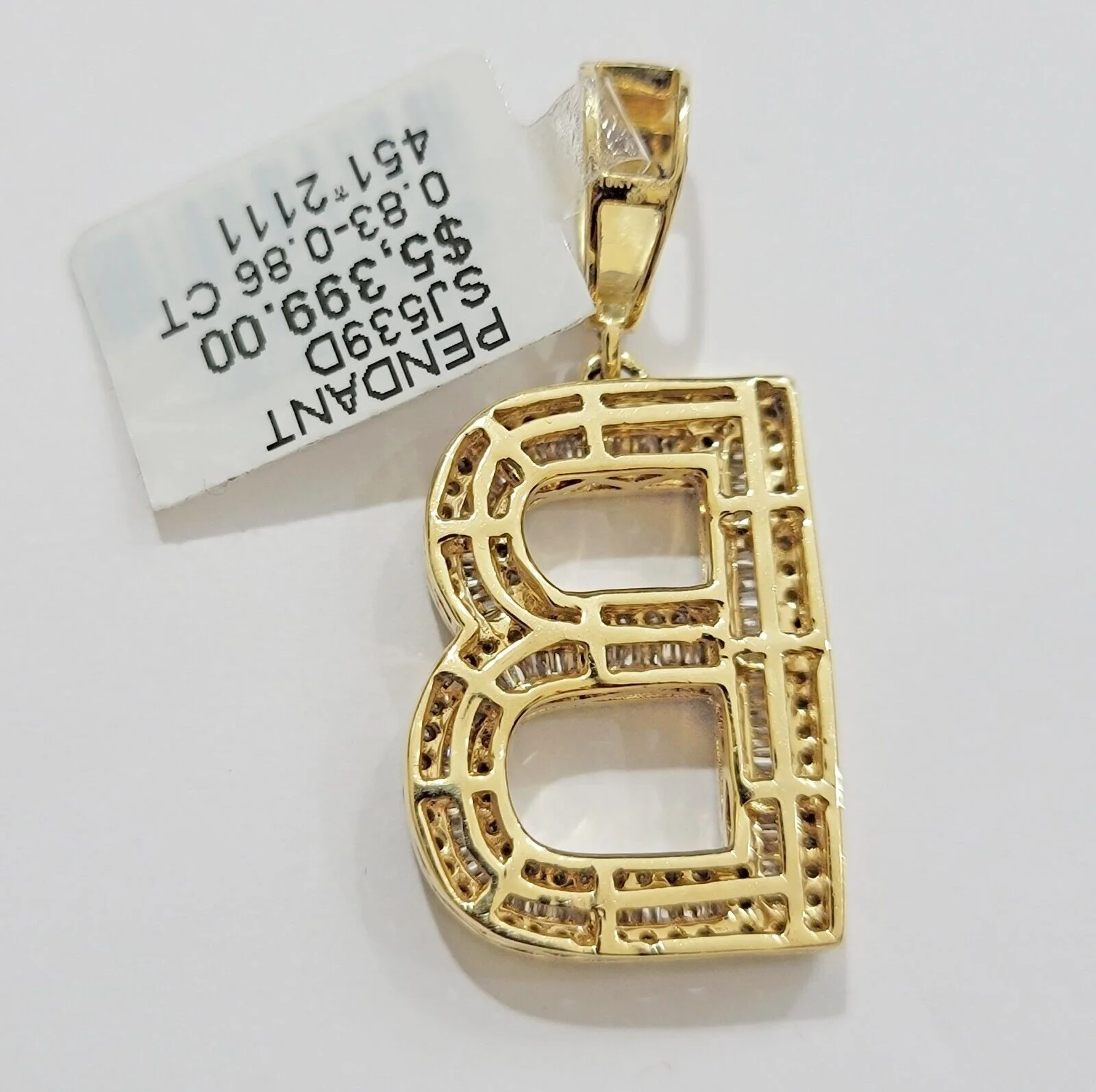 10k Gold Pendant Initial Charm Natural Diamond A-Z Alphabet Baguette & Round Dia - Image 26