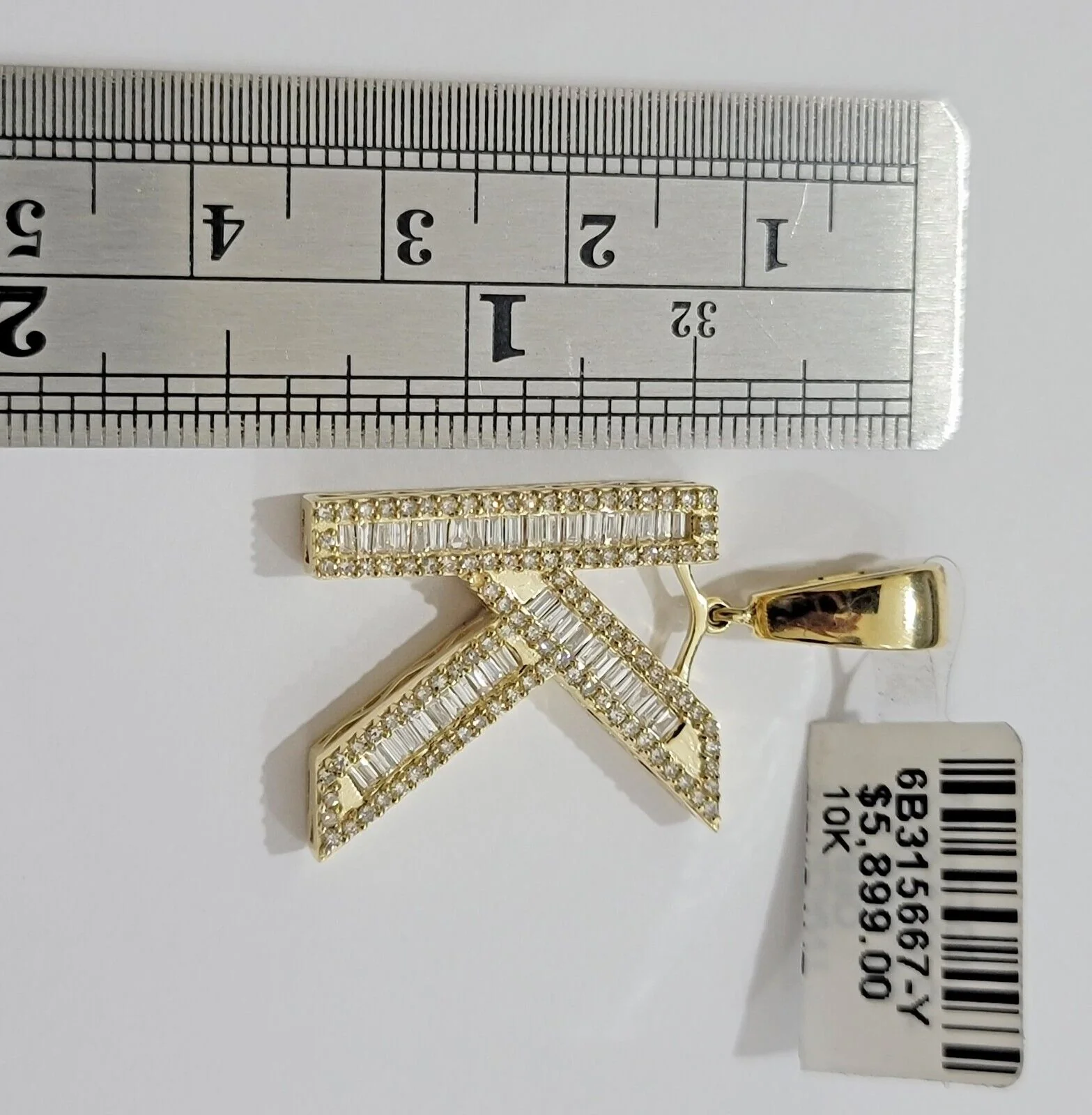 10k Gold Pendant Initial Charm Natural Diamond A-Z Alphabet Baguette & Round Dia - Image 27