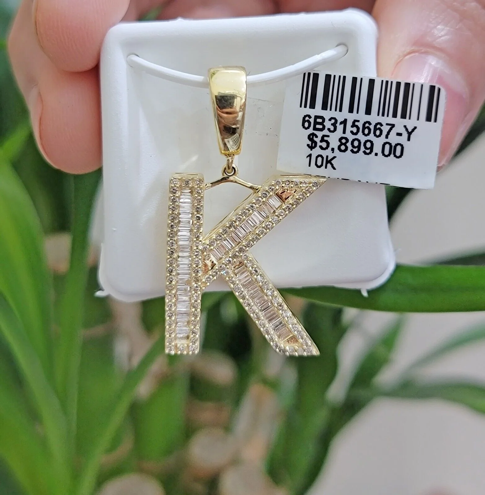10k Gold Pendant Initial Charm Natural Diamond A-Z Alphabet Baguette & Round Dia - Image 28