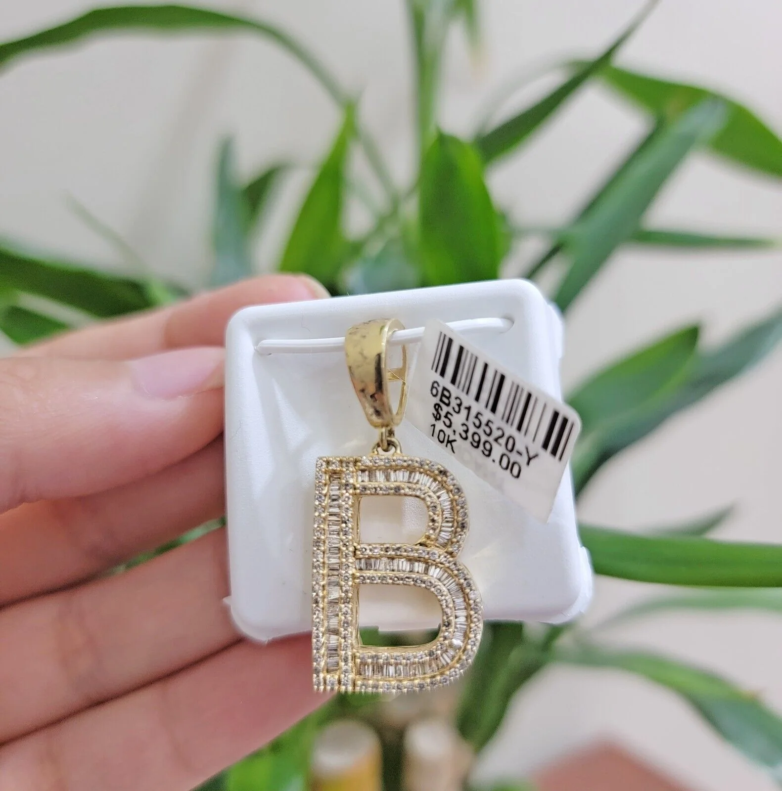 10k Gold Pendant Initial Charm Natural Diamond A-Z Alphabet Baguette & Round Dia - Image 36