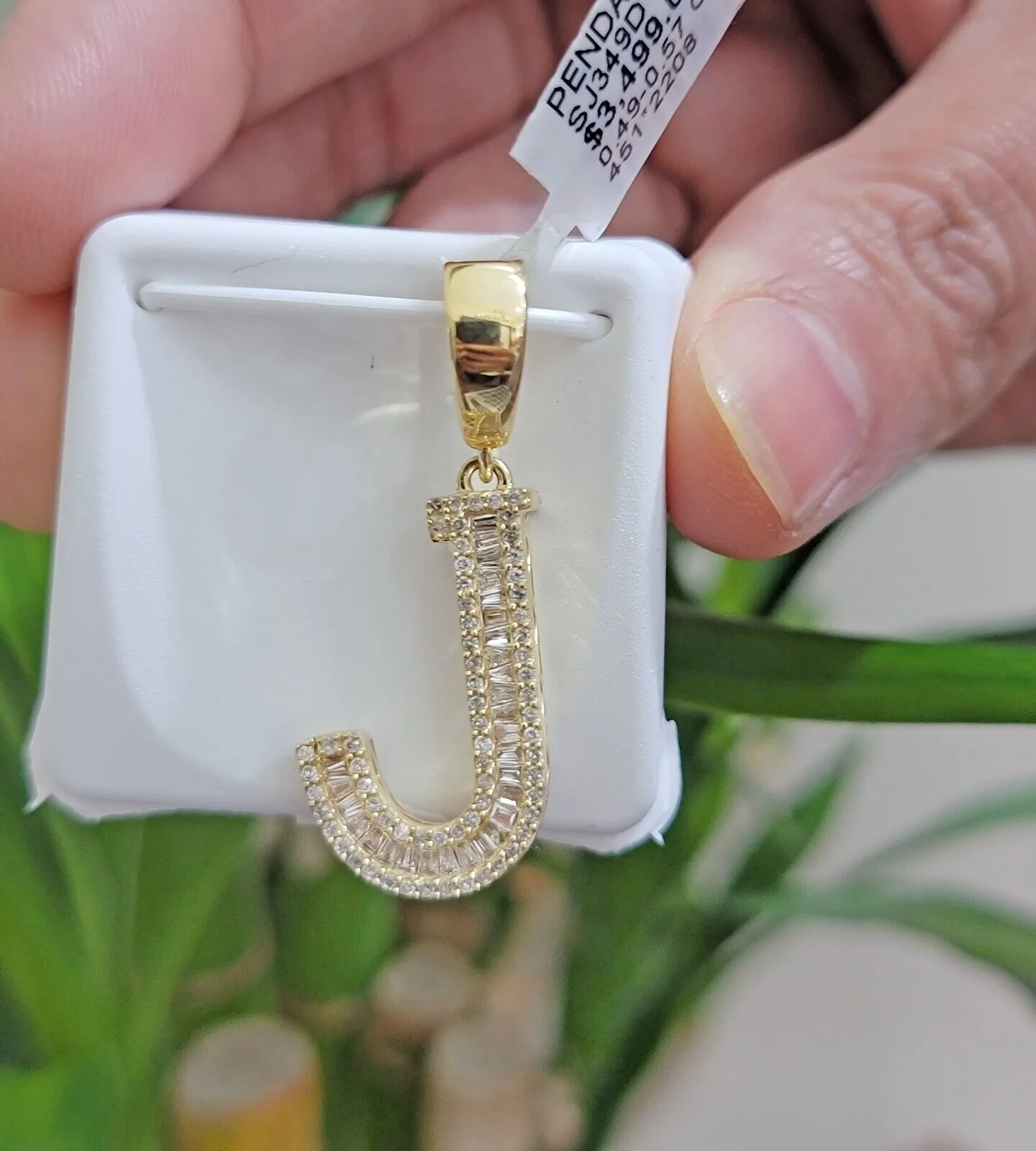 10k Gold Pendant Initial Charm Natural Diamond A-Z Alphabet Baguette & Round Dia - Image 4